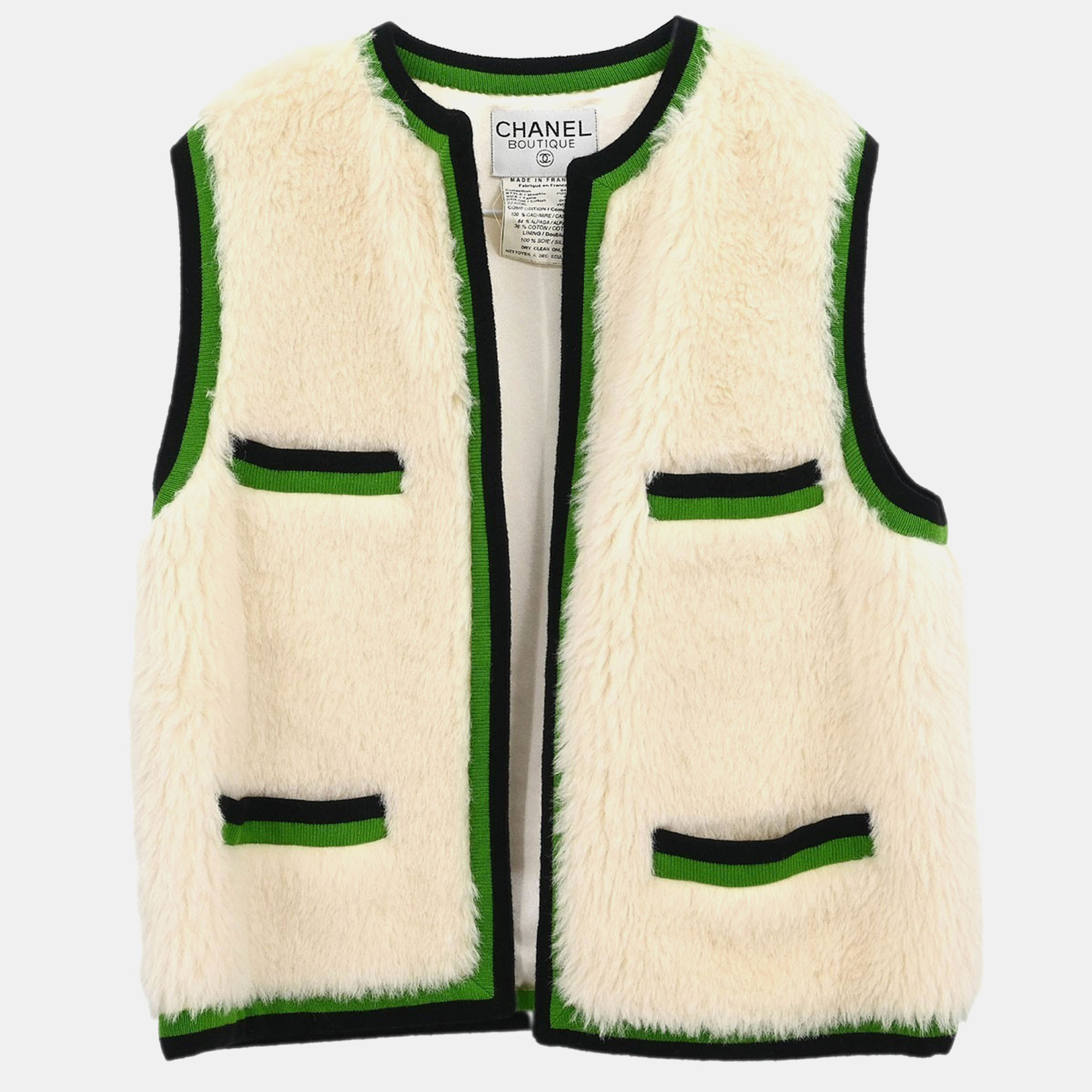 

Chanel Sleeveless Vest Jacket White 94A #40