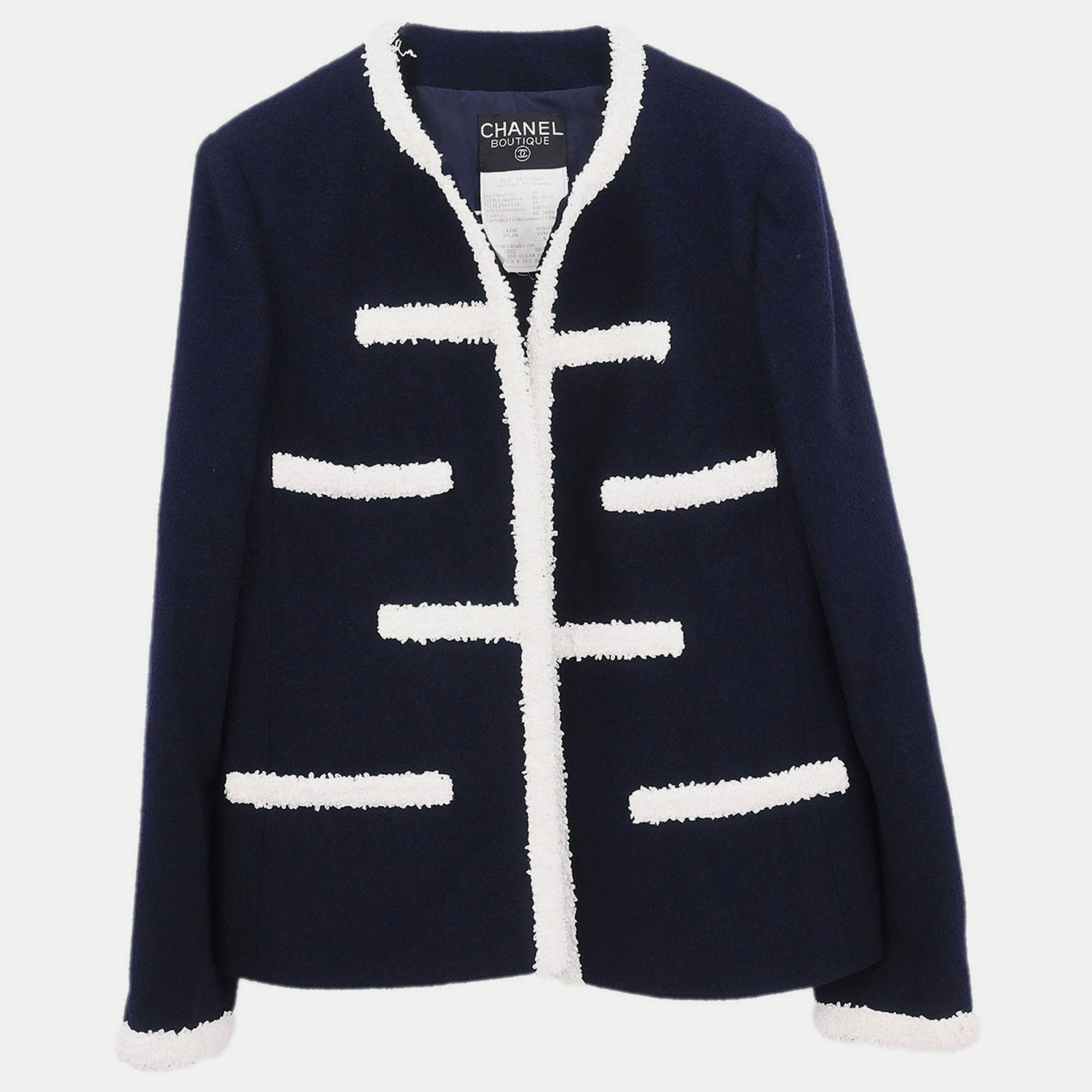 

Chanel Collarless Jacket Navy 95C #44, Navy blue
