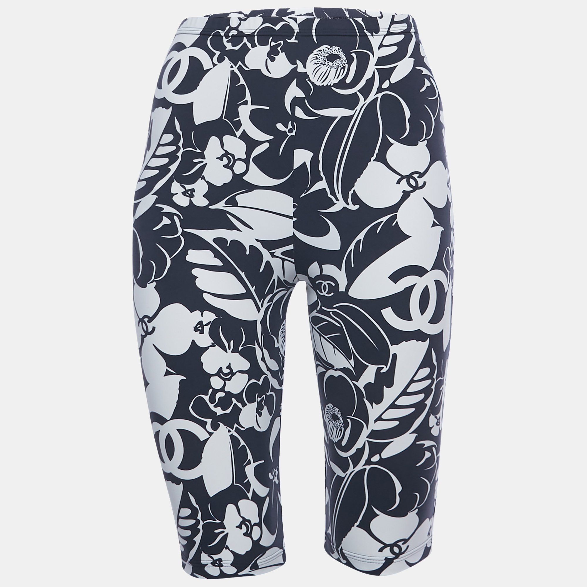 

Chanel Navy Blue/White Floral Print Jersey Biker Shorts S