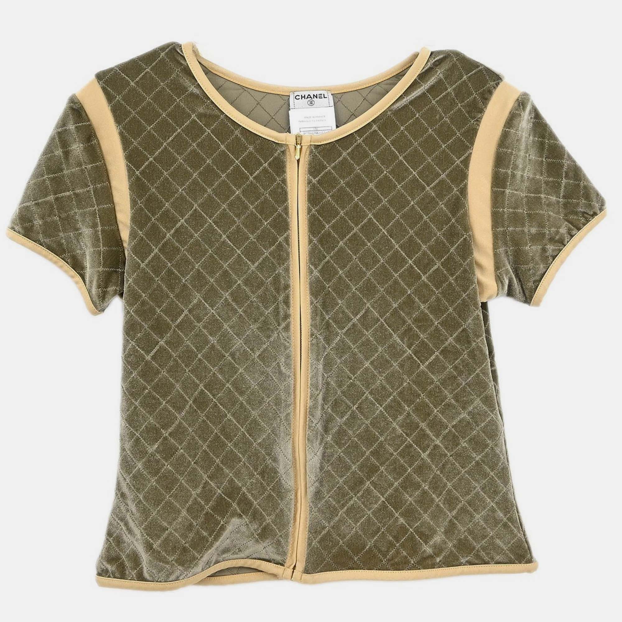 

Chanel Zip Up Short Sleeve Jacket Gray 05C #42, Grey