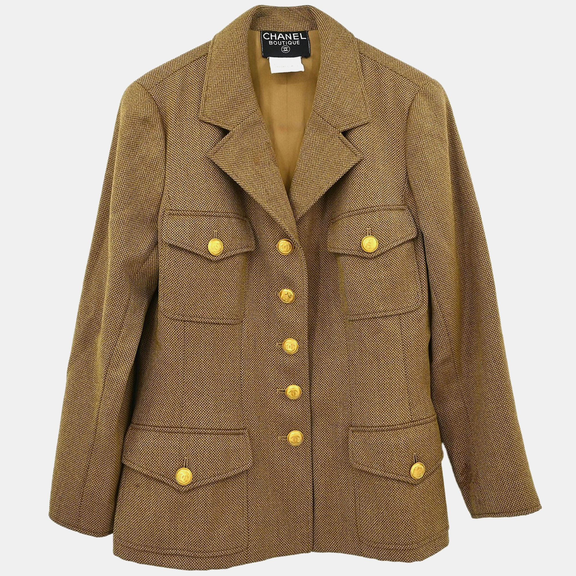 

Chanel Single Breasted Jacket Brown #40