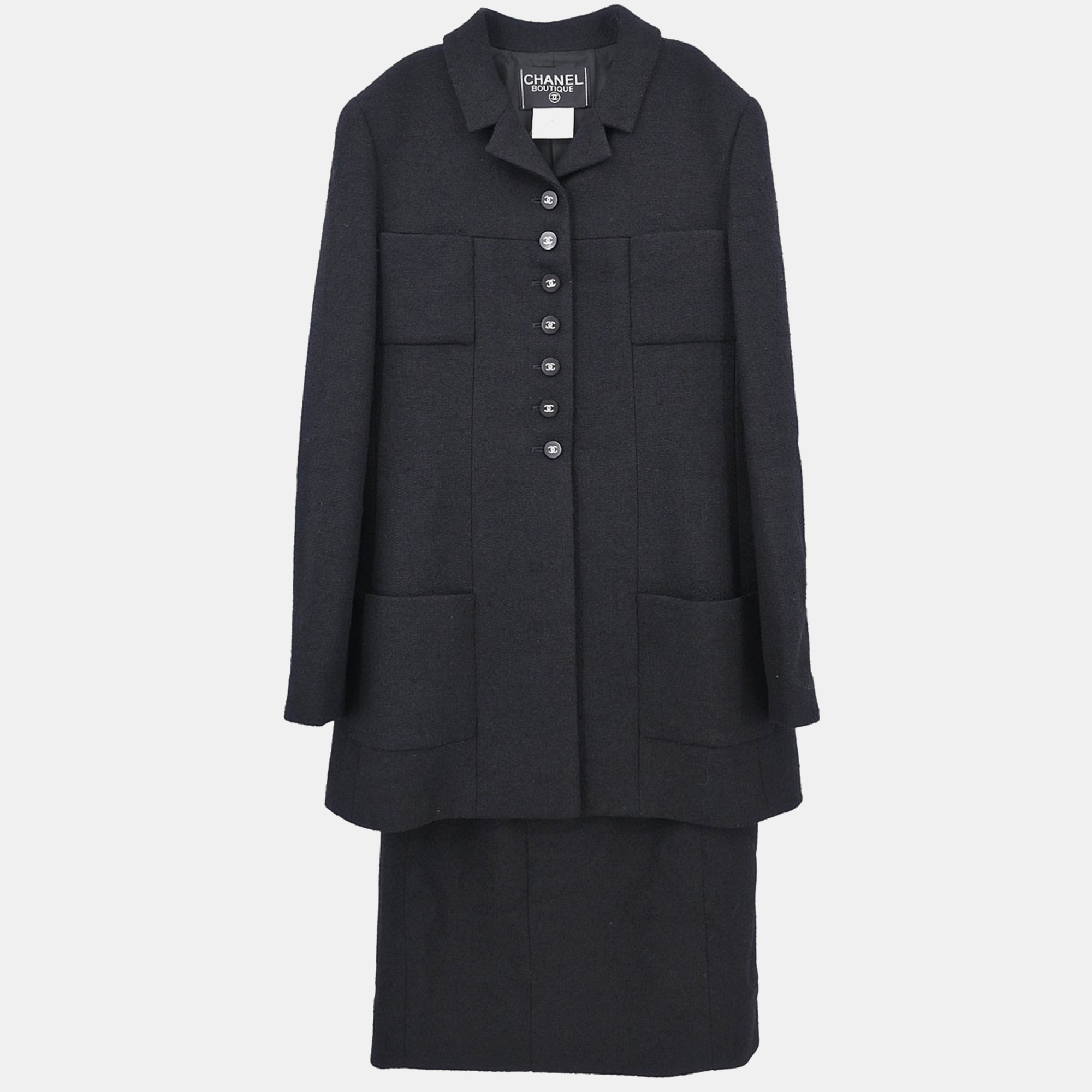 Chanel Setup Suit Jacket Skirt Black #40