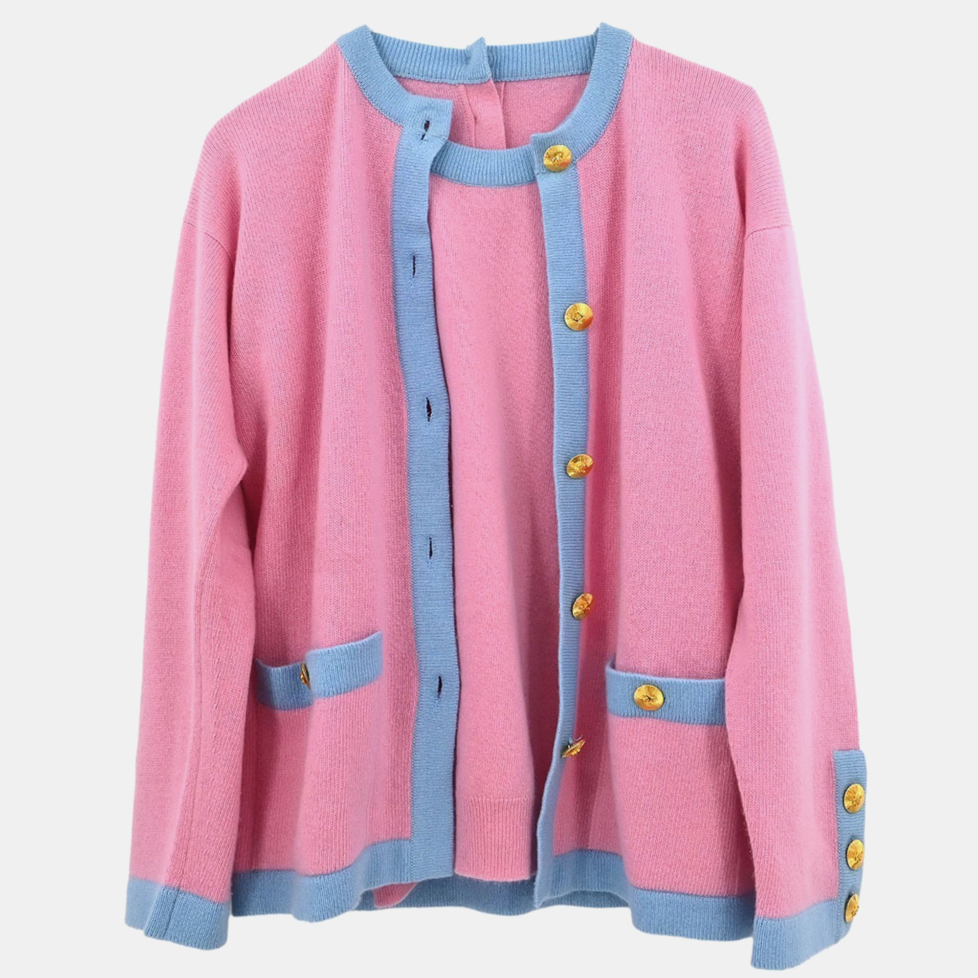 

Chanel Ensemble Cardigan Short Sleeve Top Pink #40 #36