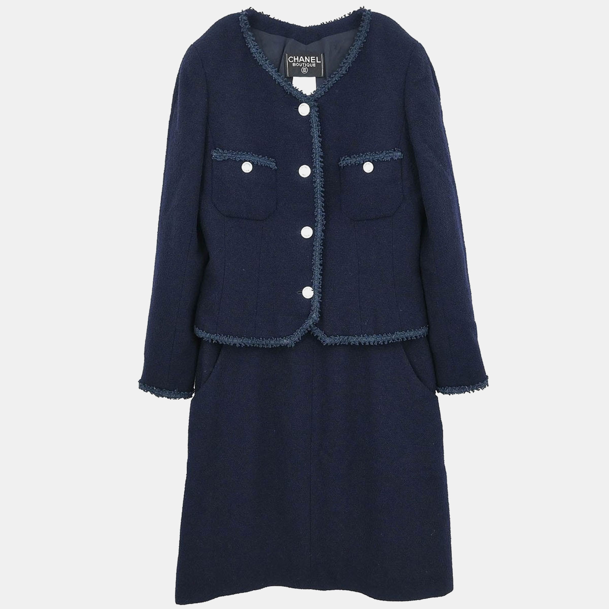 

Chanel Setup Suit Jacket Skirt Navy #42, Navy blue