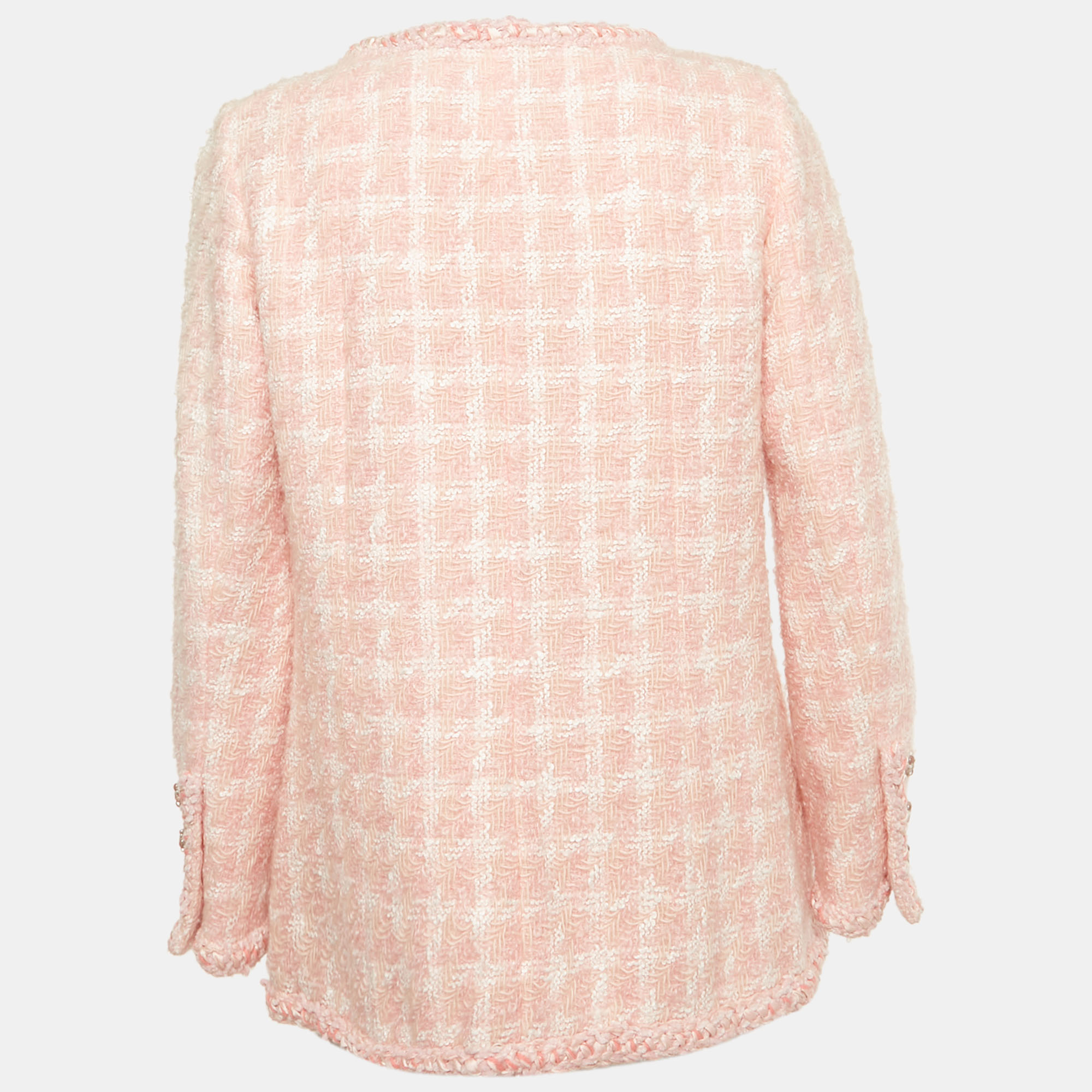 CHANEL Pre-owned Pink Tweed Zip-up Jacket M