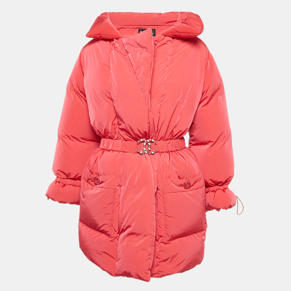 

Chanel Pink Nylon Puffer Coat S