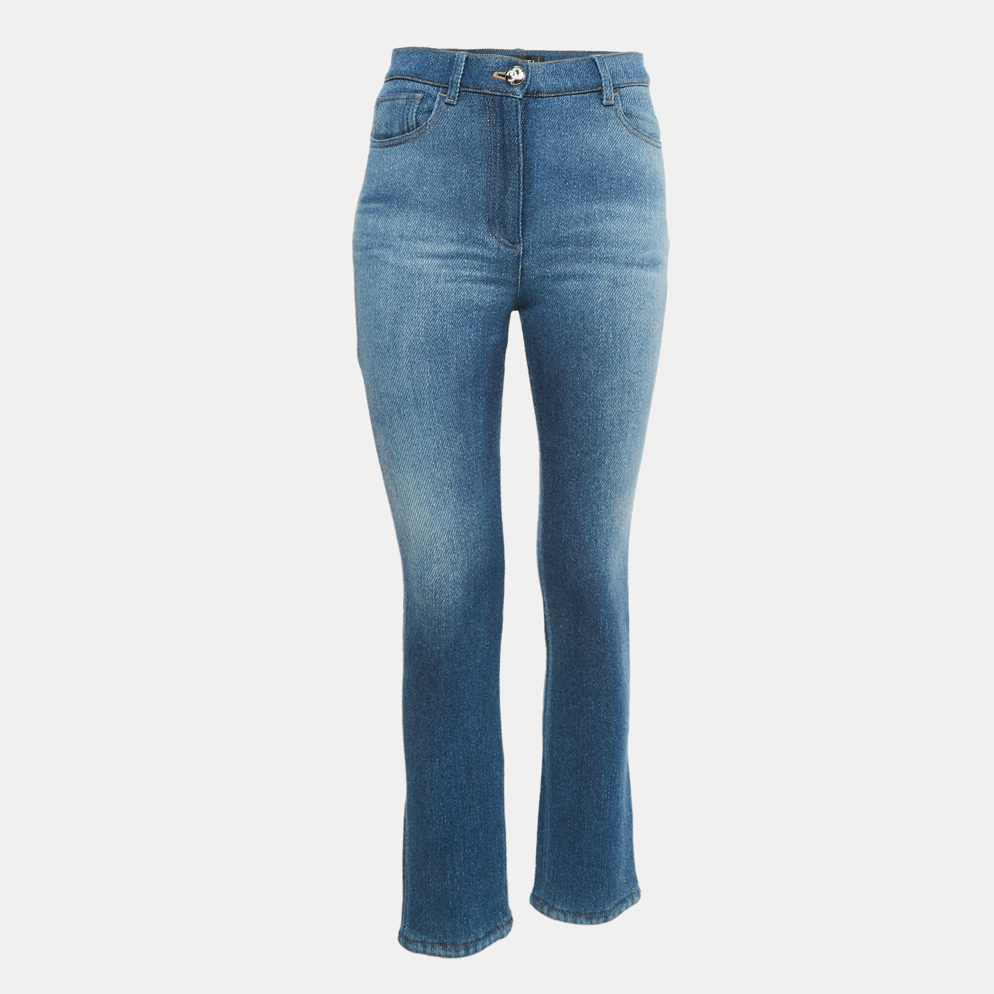 

Chanel Blue Denim Logo Detail Slim Fit Jeans S Waist 28"