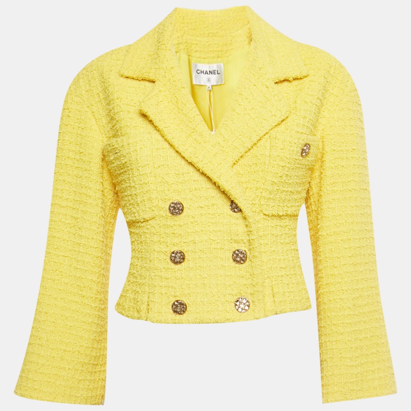 

Chanel Yellow Tweed Cropped Jacket S
