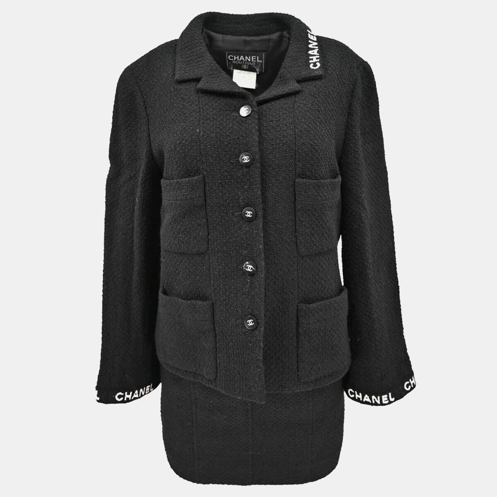 

Chanel Setup Suit Jacket Skirt Black