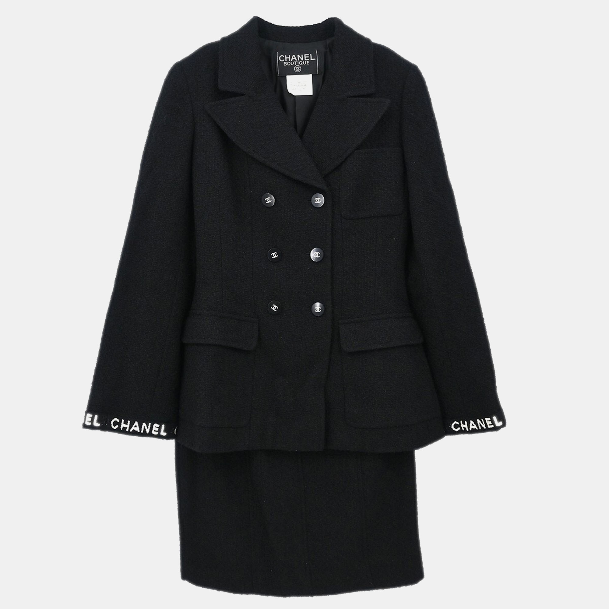 

Chanel Setup Suit Jacket Skirt Black