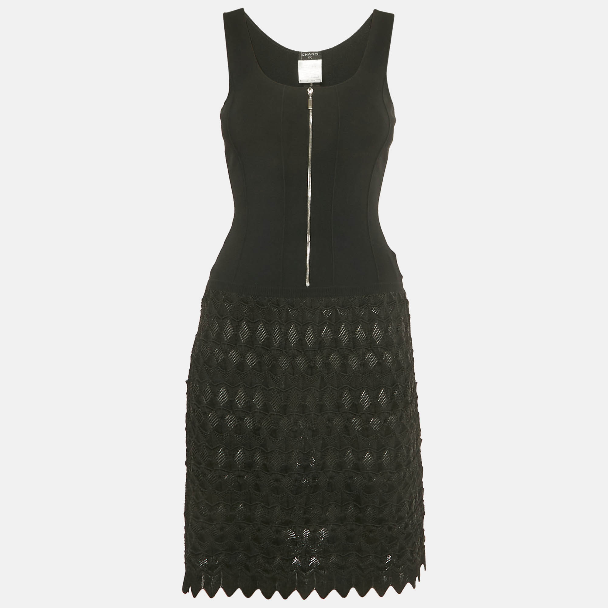 

Chanel Black Textured Knit Detail Mini Dress S