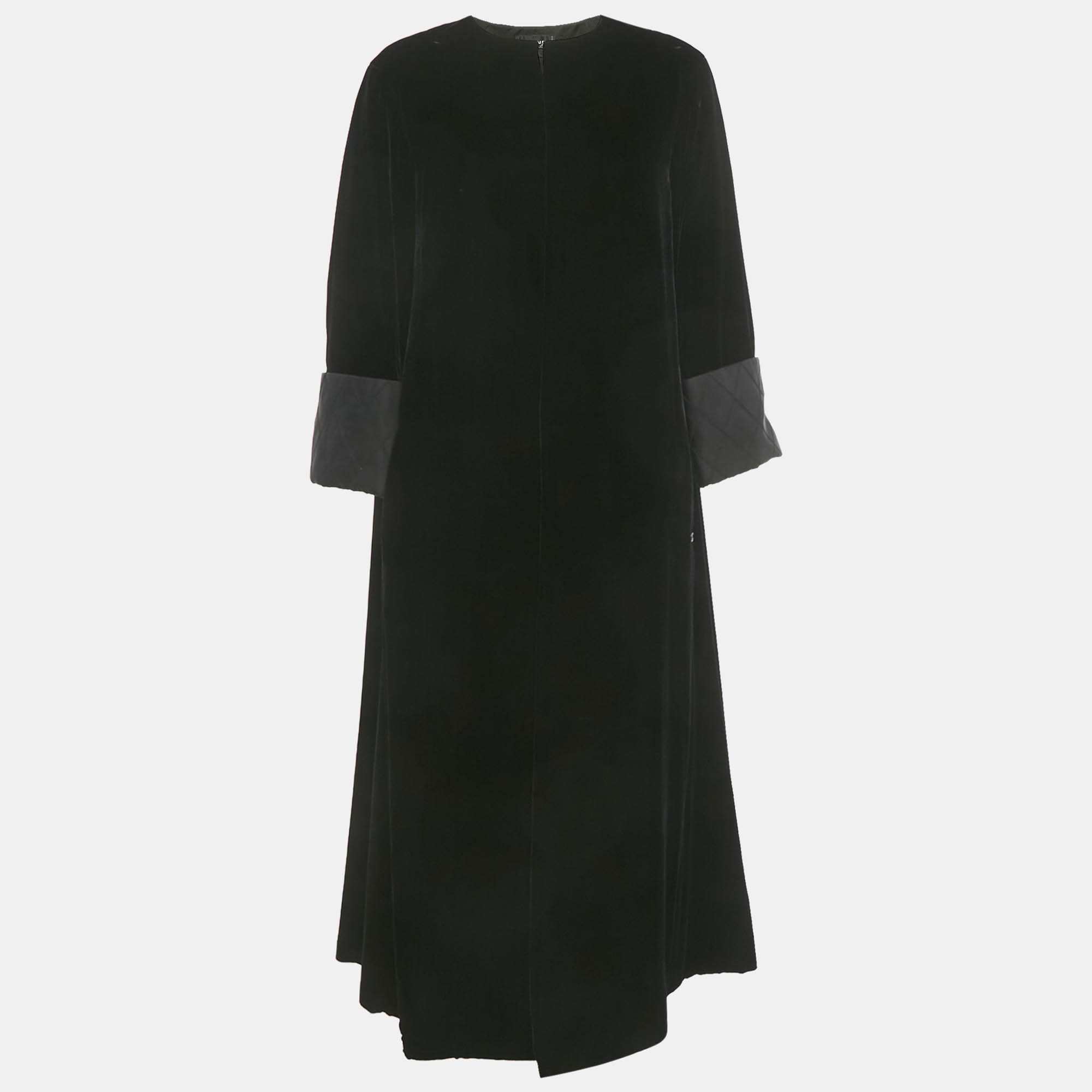 

Chanel Black Velvet Long Cape Coat M