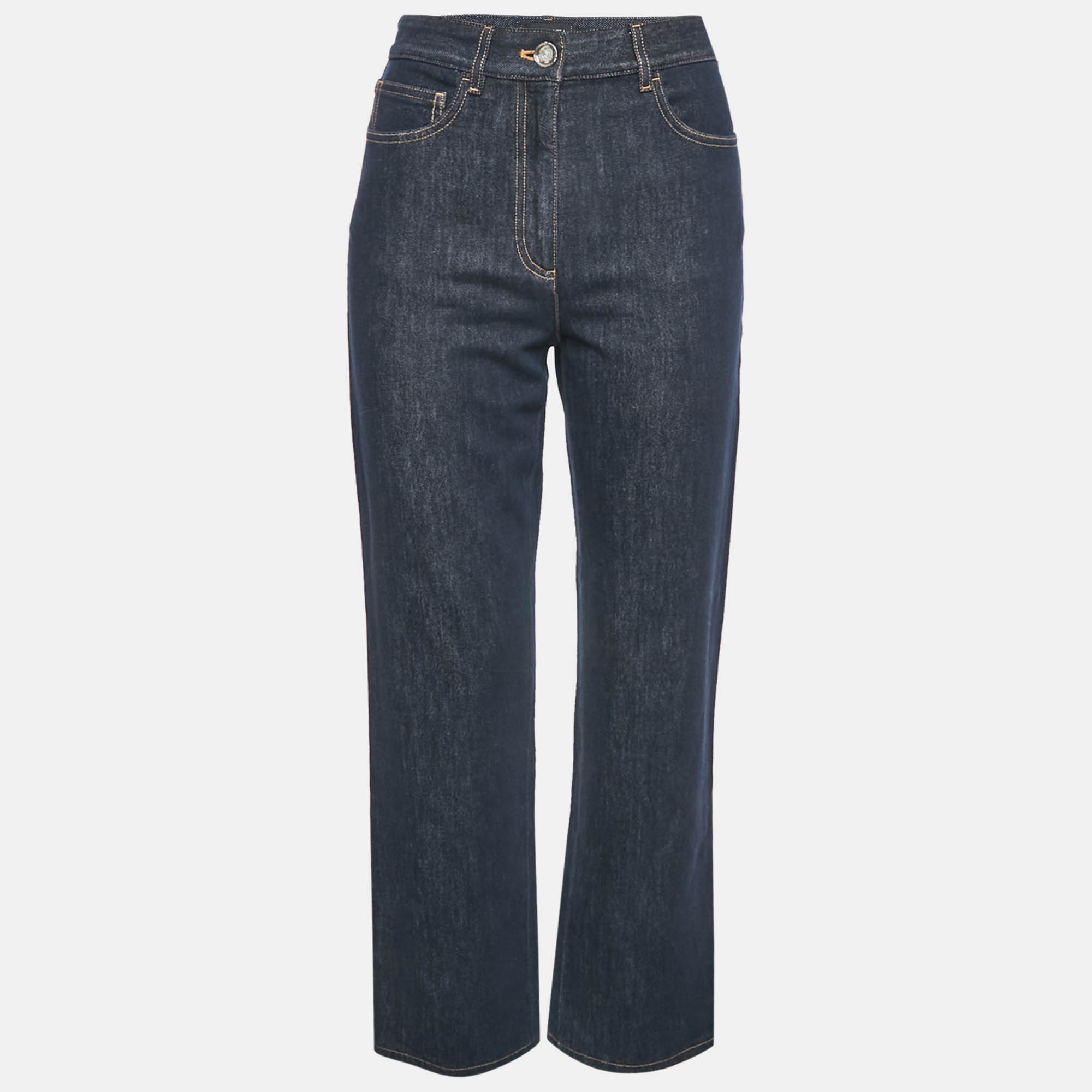 

Chanel Navy Blue Denim Straight Leg jeans S Waist 30"