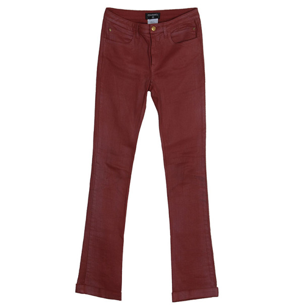 مملوكة مسبقًا Chanel Red Denim Jeans S