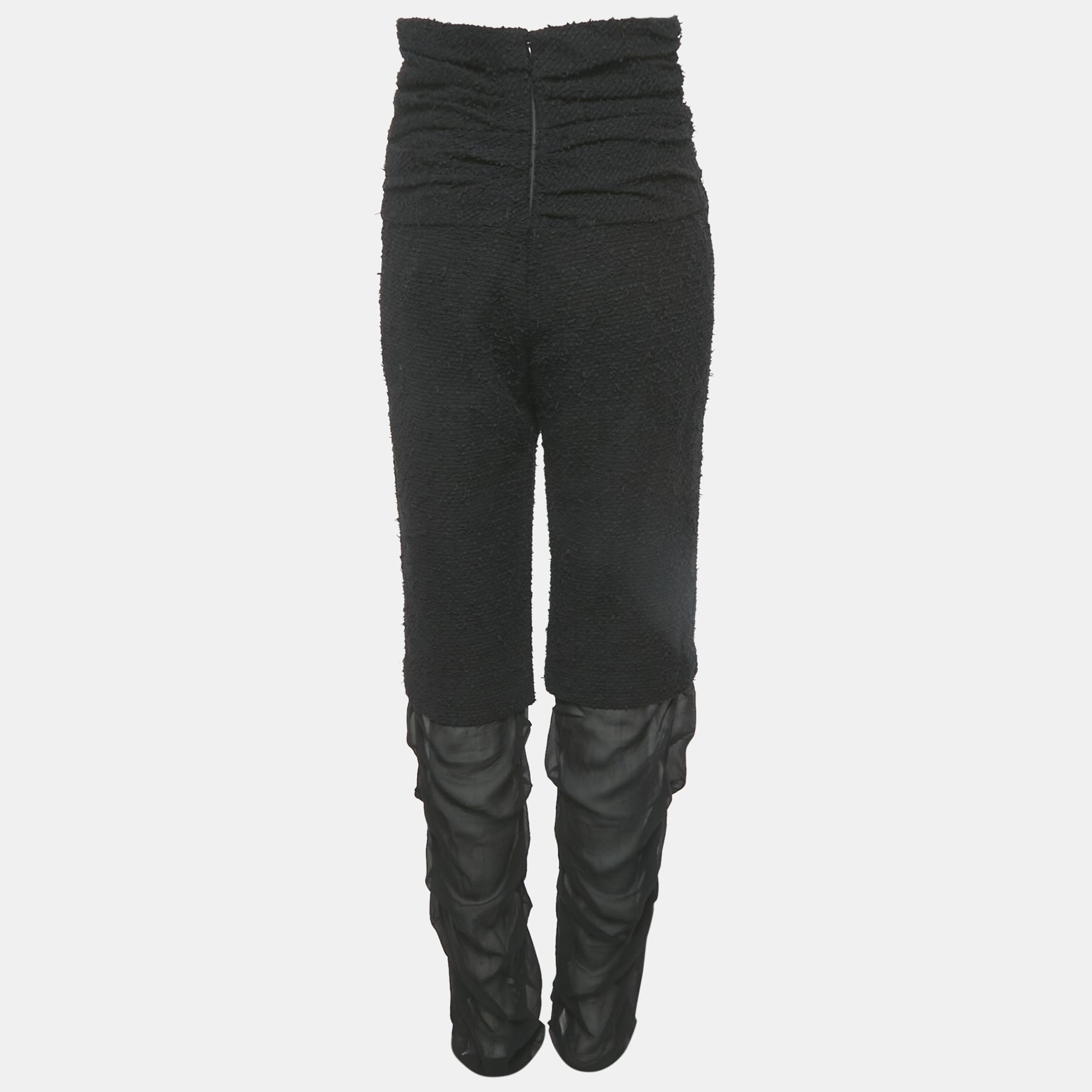 

Chanel Black Tweed and Silk Trim Trousers M