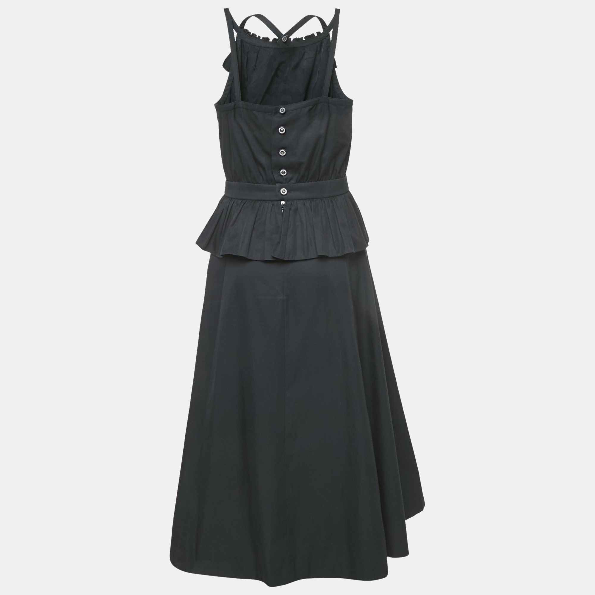 

Chanel Navy Blue Gabardine Ruffled Long Dress S