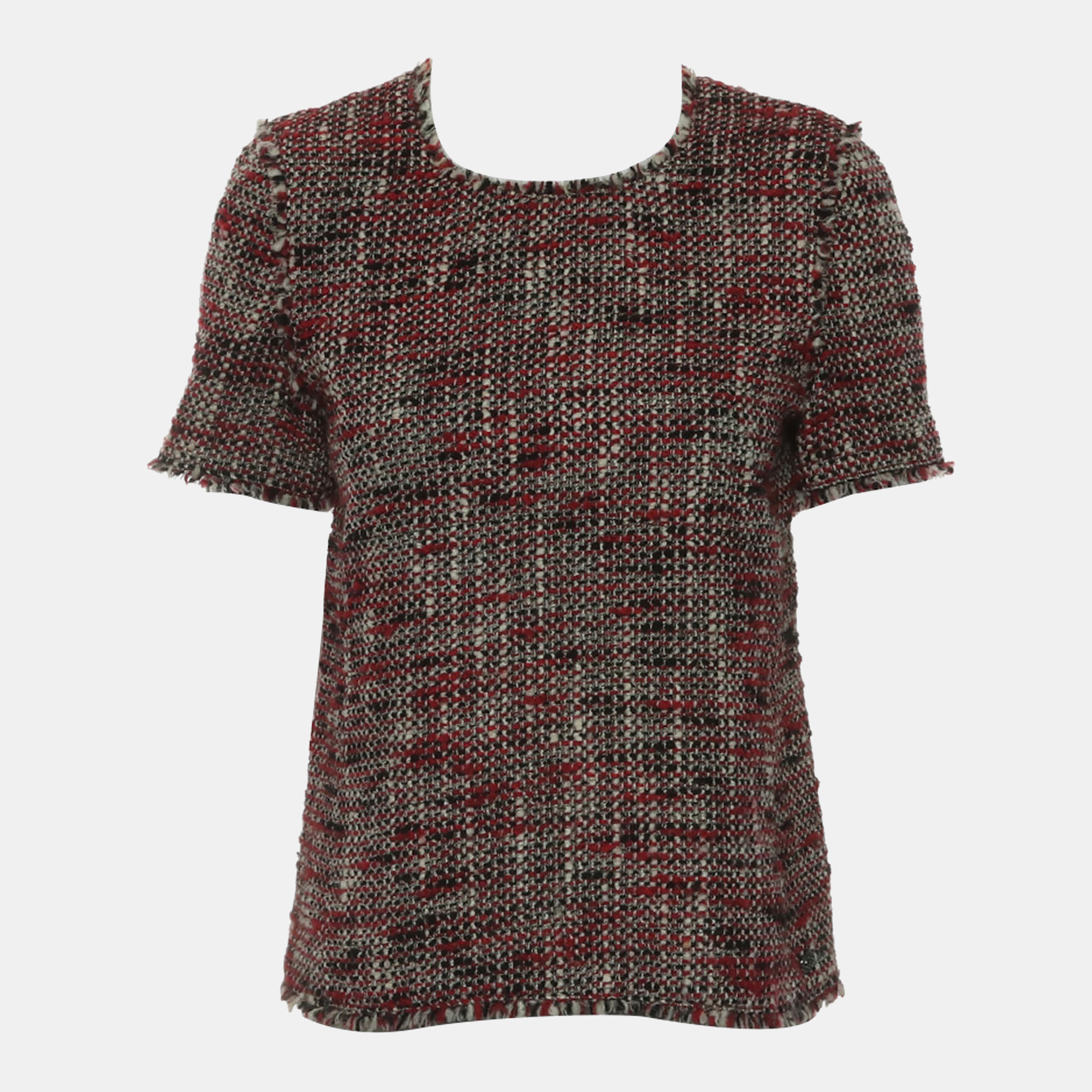 

Chanel Red Tweed Short Sleeve Top