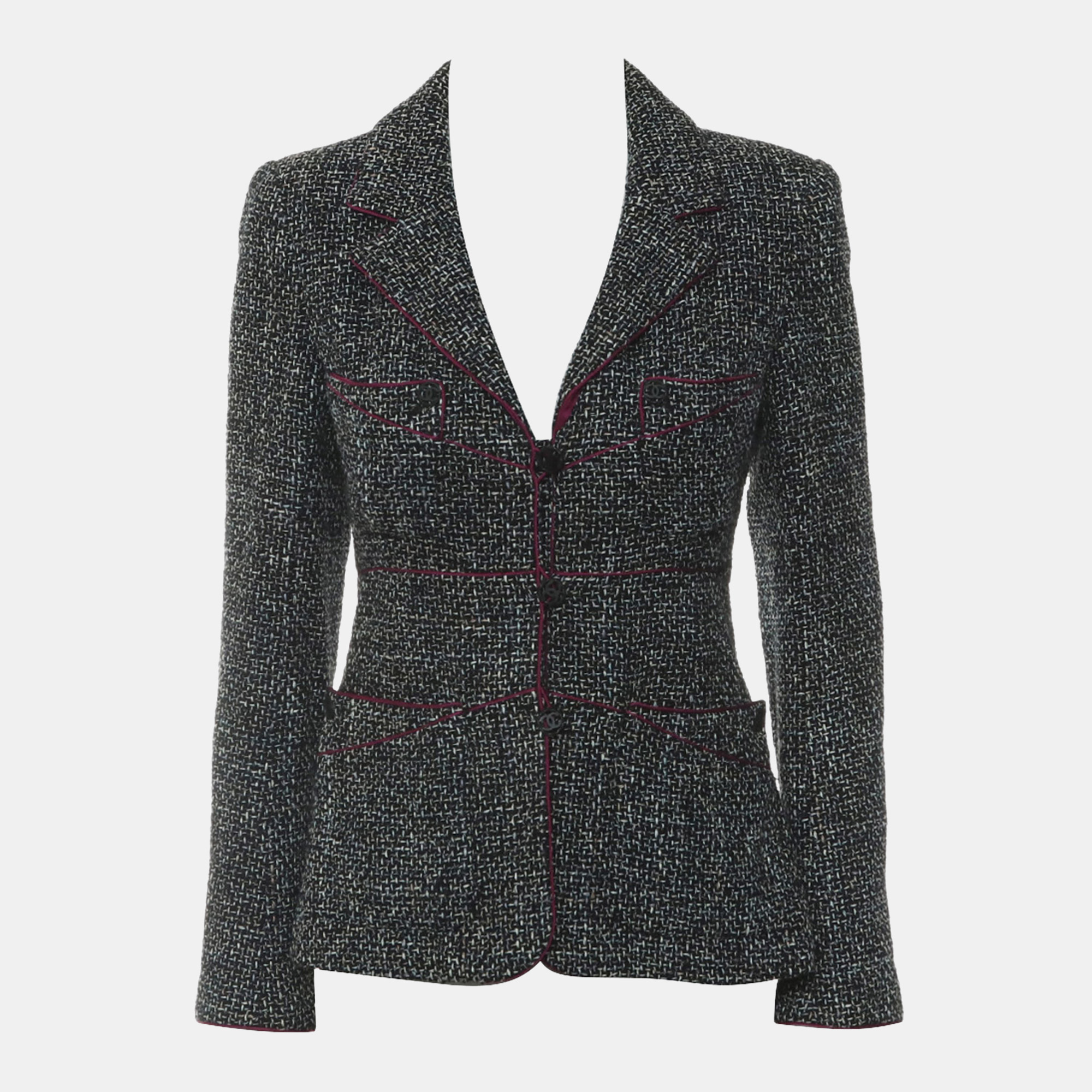 

Chanel 03A Black Tweed Pocket Blazer