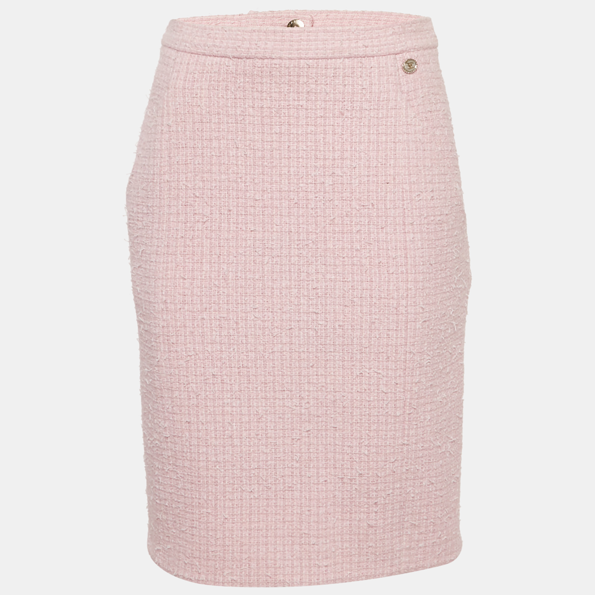 

Chanel Pink Tweed Straight Mini Skirt M