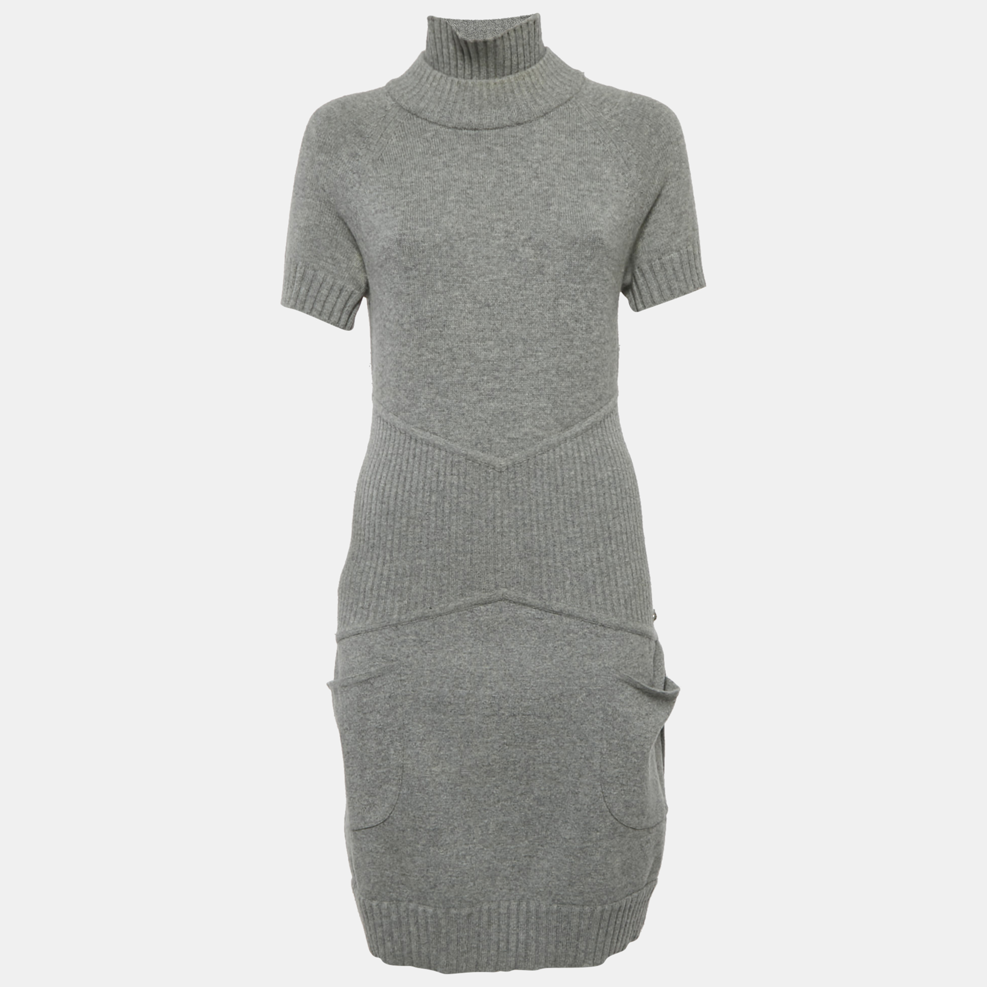 

Chanel Grey Wool & Cashmere Midi Dress M
