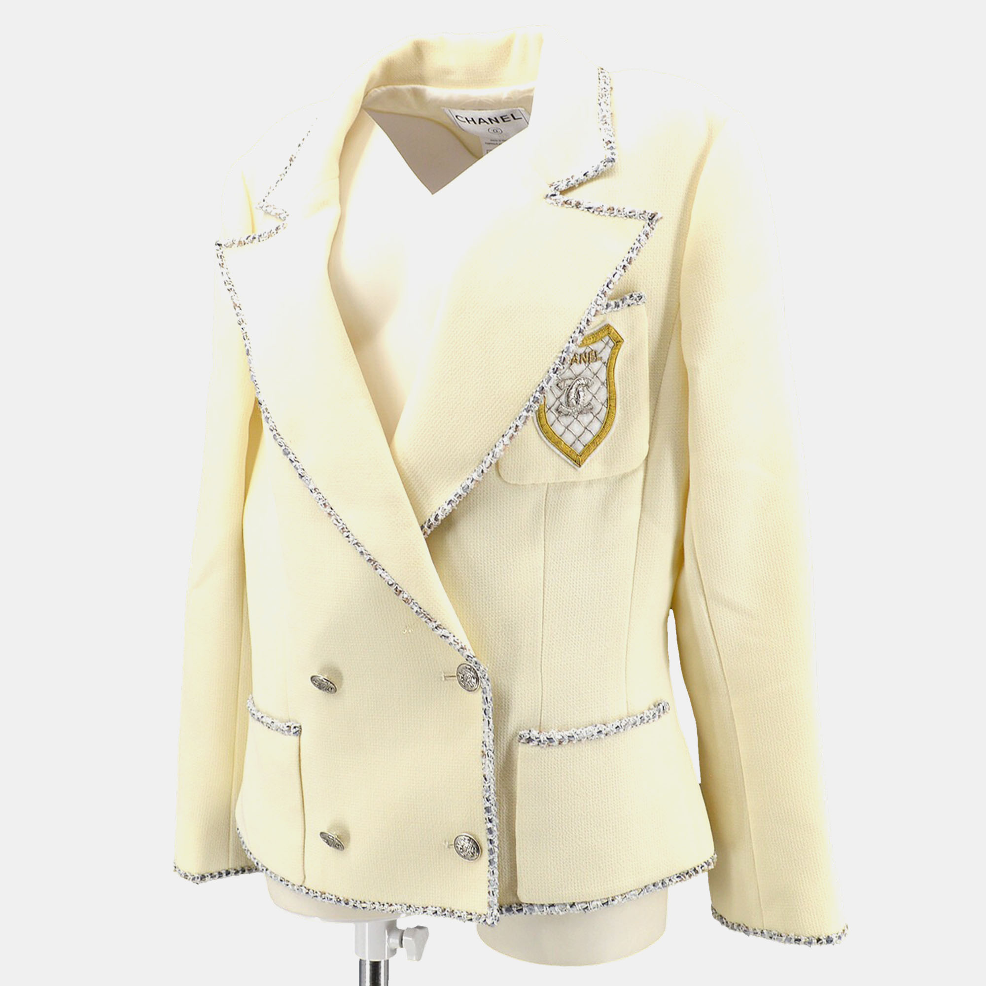 

Chanel Emblem Double Breasted Jacket Off-white L