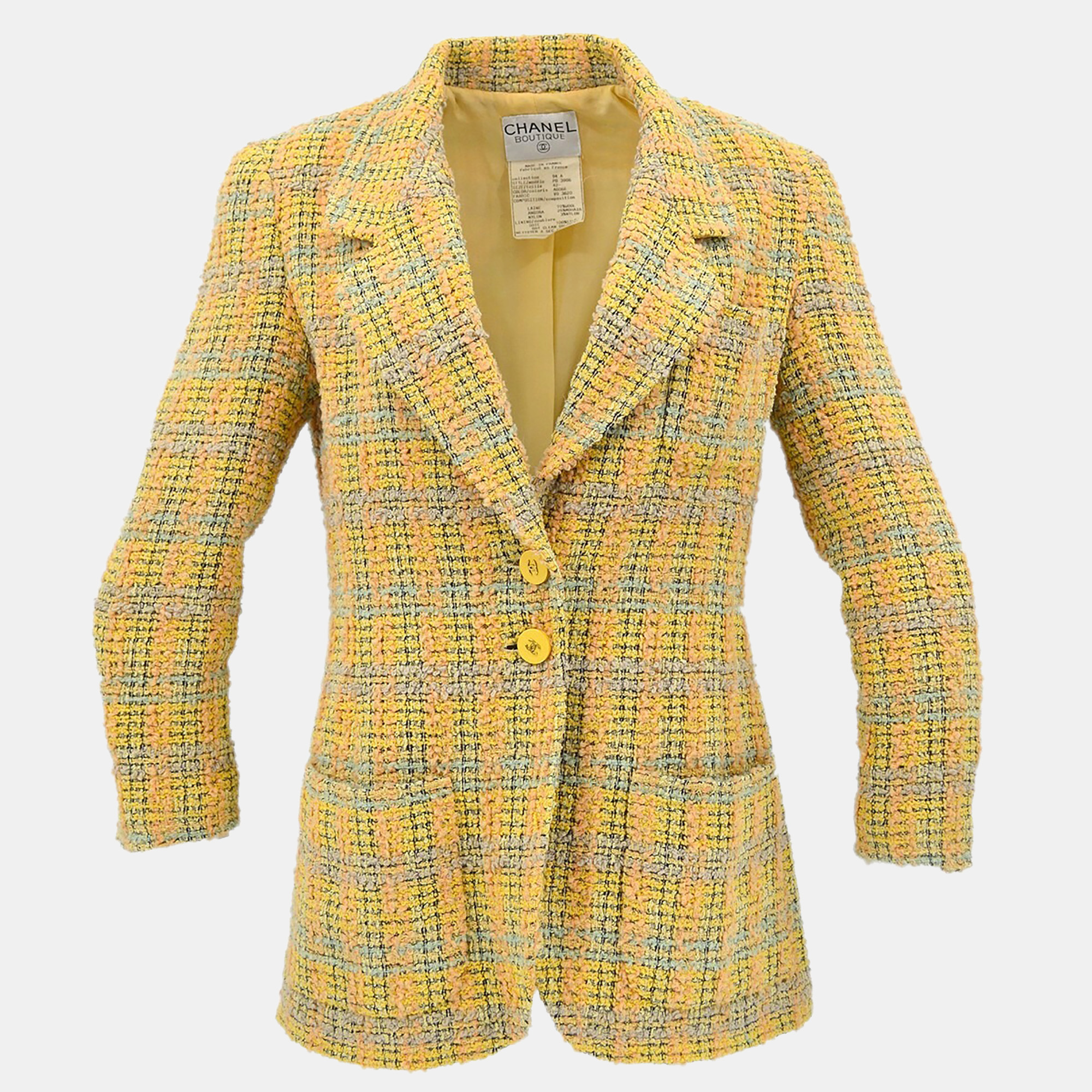 

Chanel Single Breasted Jacket Yellow 94A L