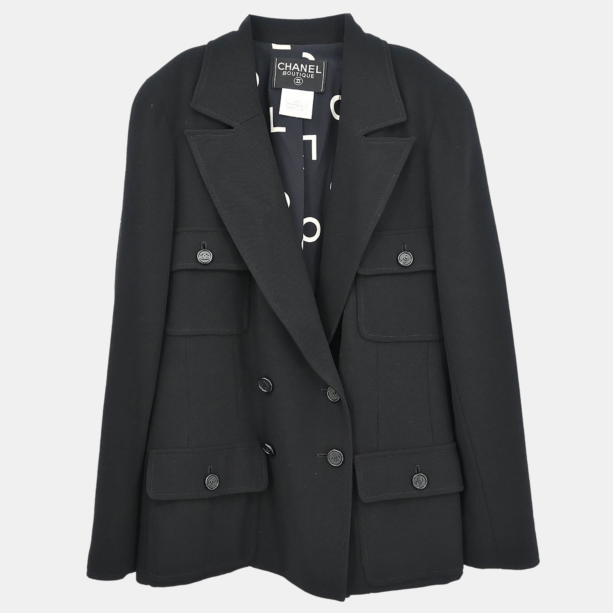 

Chanel Double Breasted Jacket Black