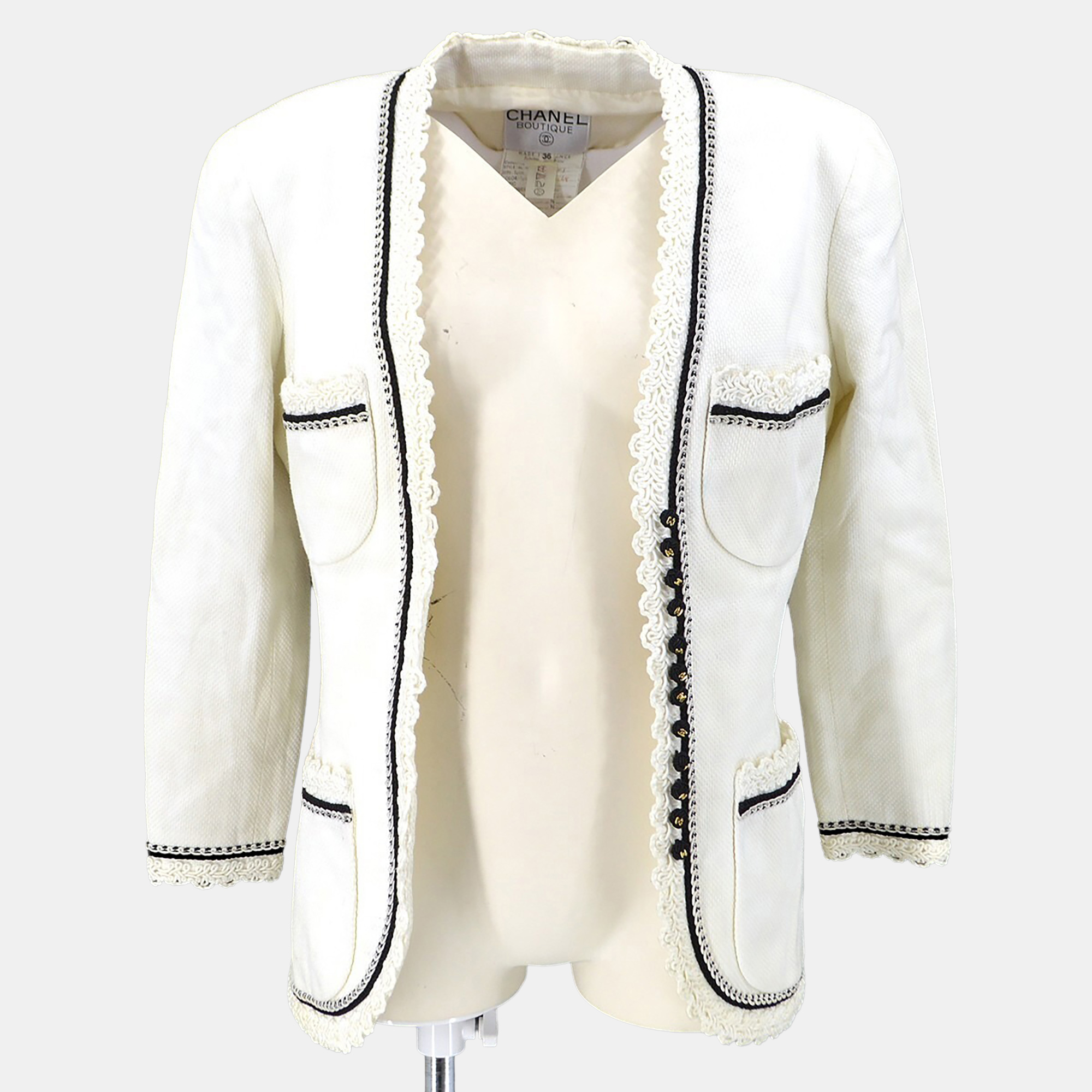 

Chanel Collarless Jacket White