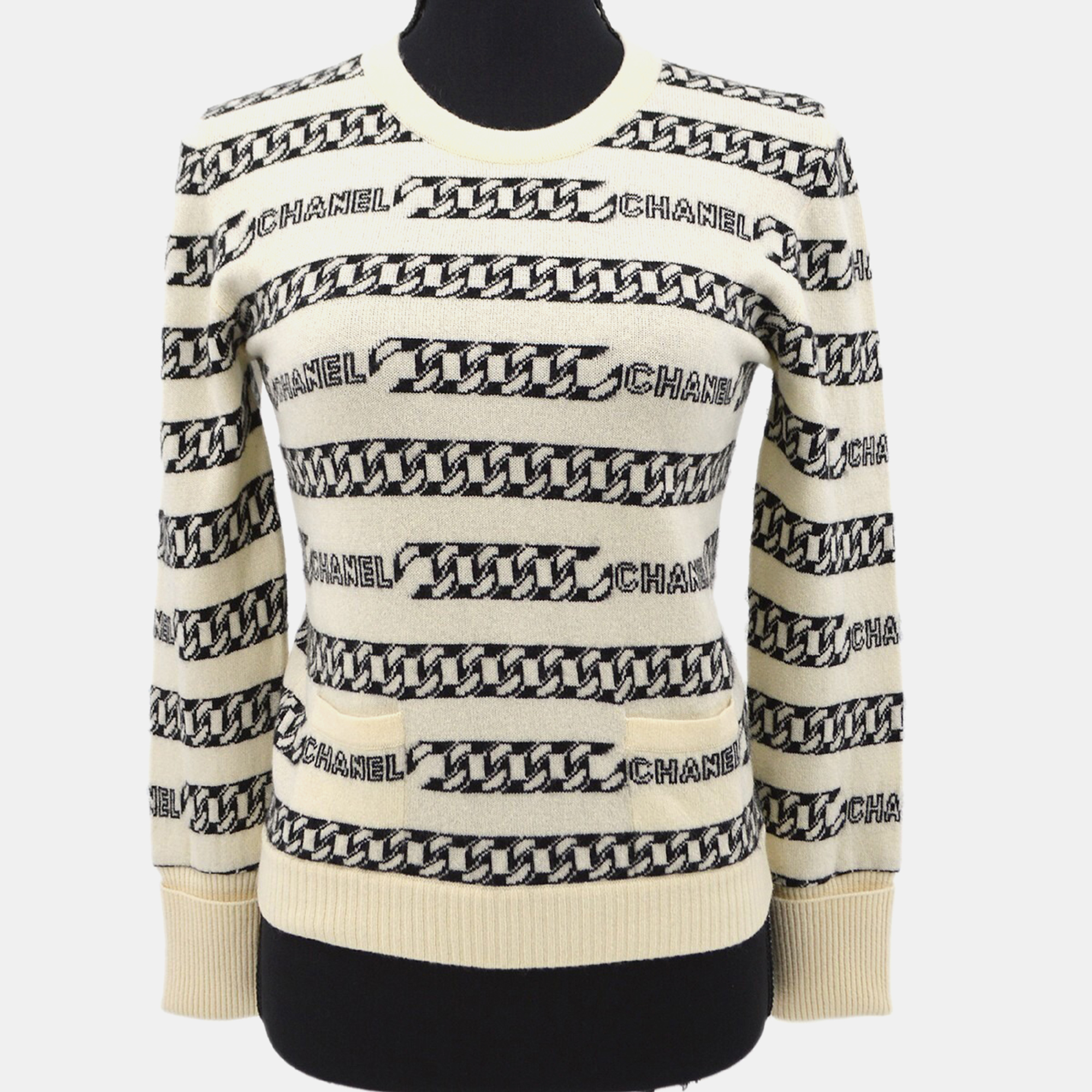 

Chanel Sweater Ivory 01A #34, Black