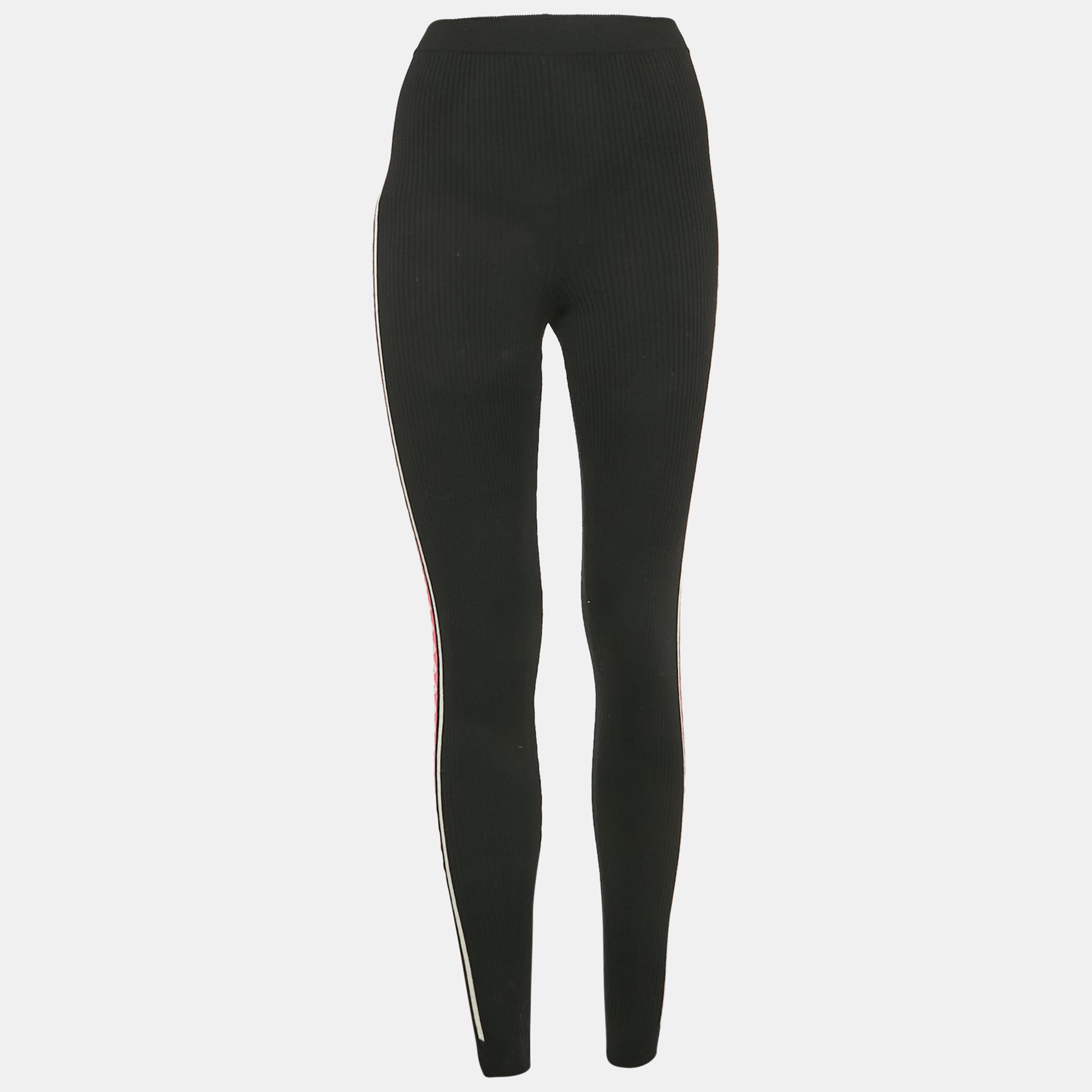 

Chanel Black Contrast Trim Rib Knit Leggings M