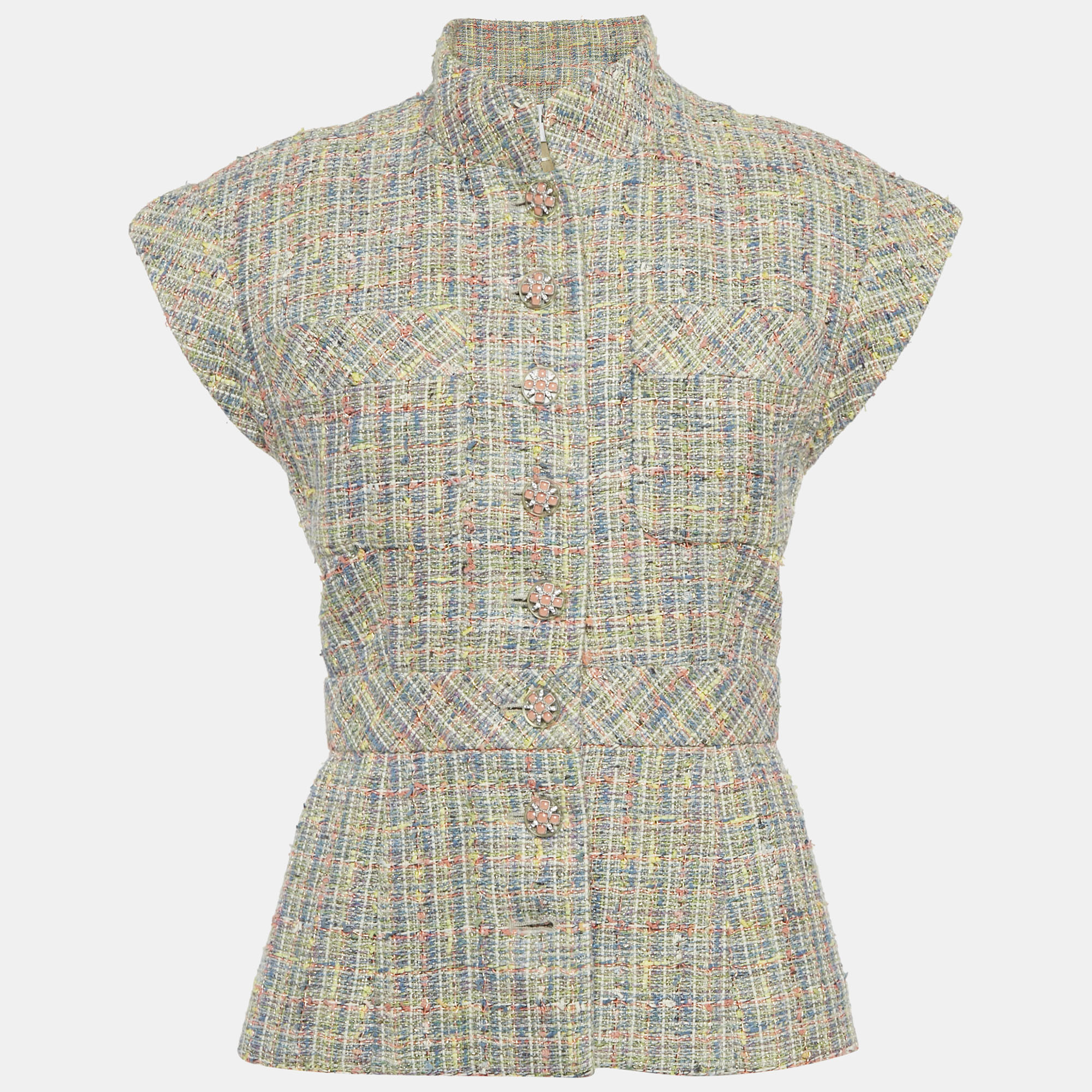 

Chanel Multicolor Tweed Short Sleeve Jacket M