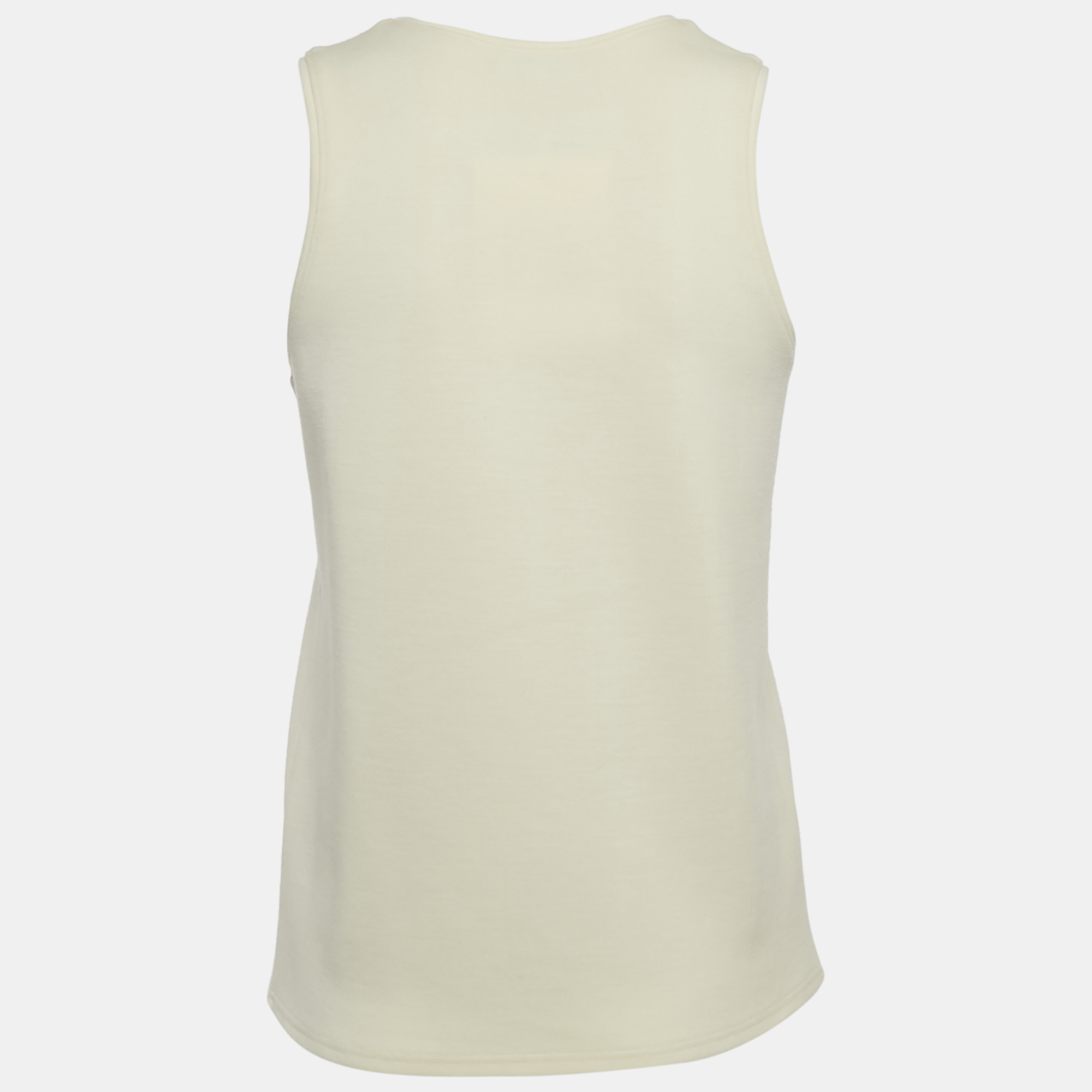 

Chanel Cream CC Ruffled Jersey Tank Top M