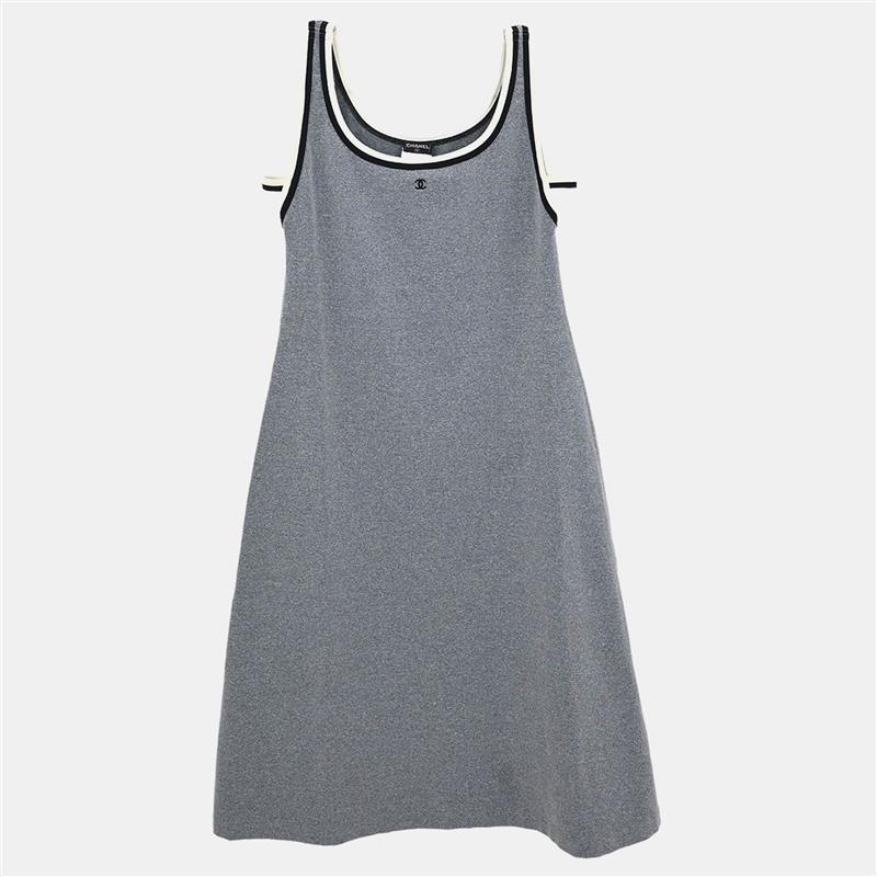 

Chanel Sleeveless Dress Gray 98P M, Grey