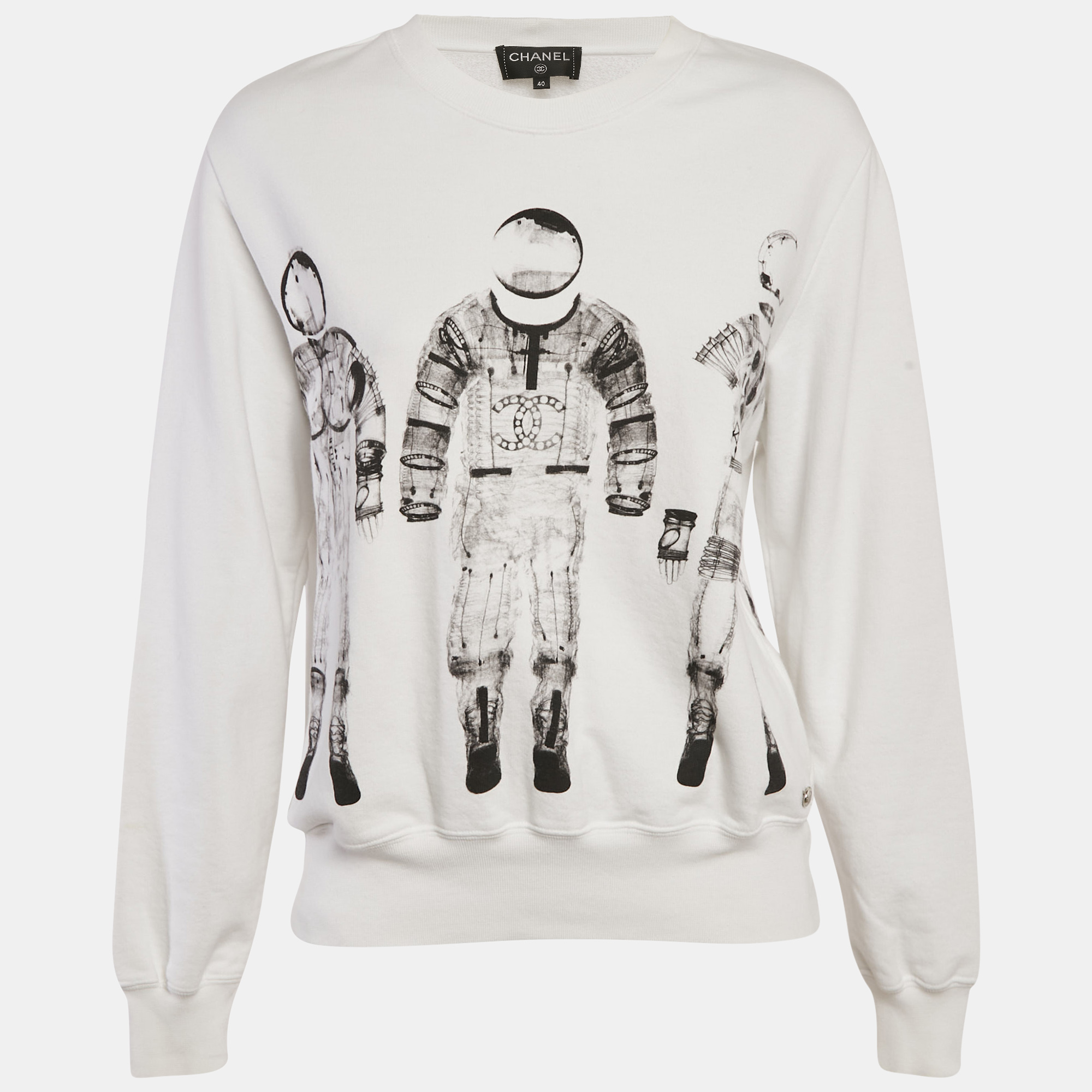 

Chanel White Printed Cotton Sweatshirt M