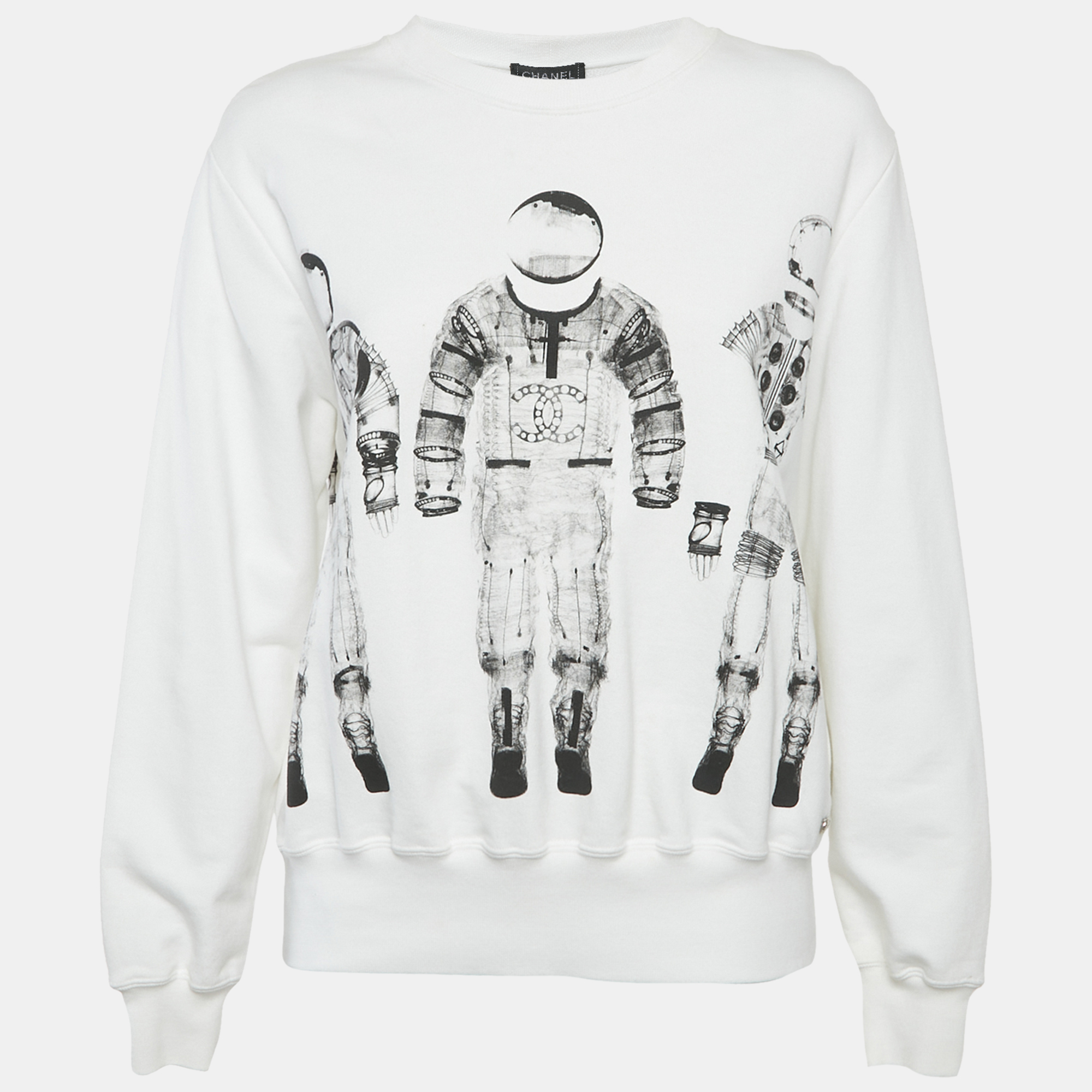 

Chanel White Printed Cotton Sweatshirt M