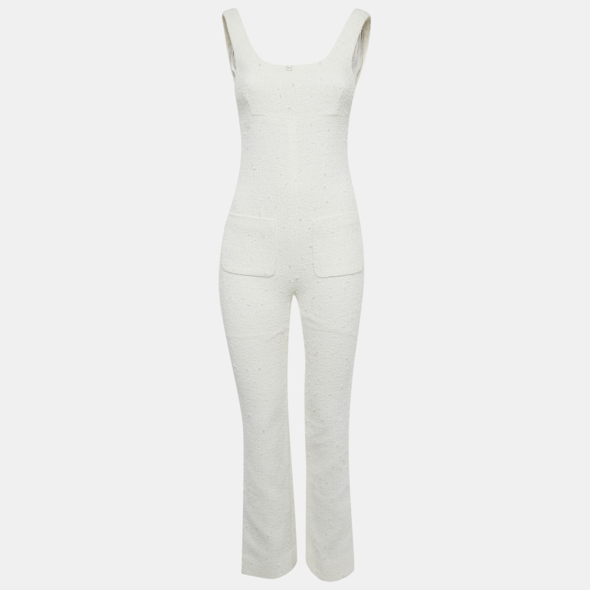 

Chanel White Tweed Backless Jumpsuit S
