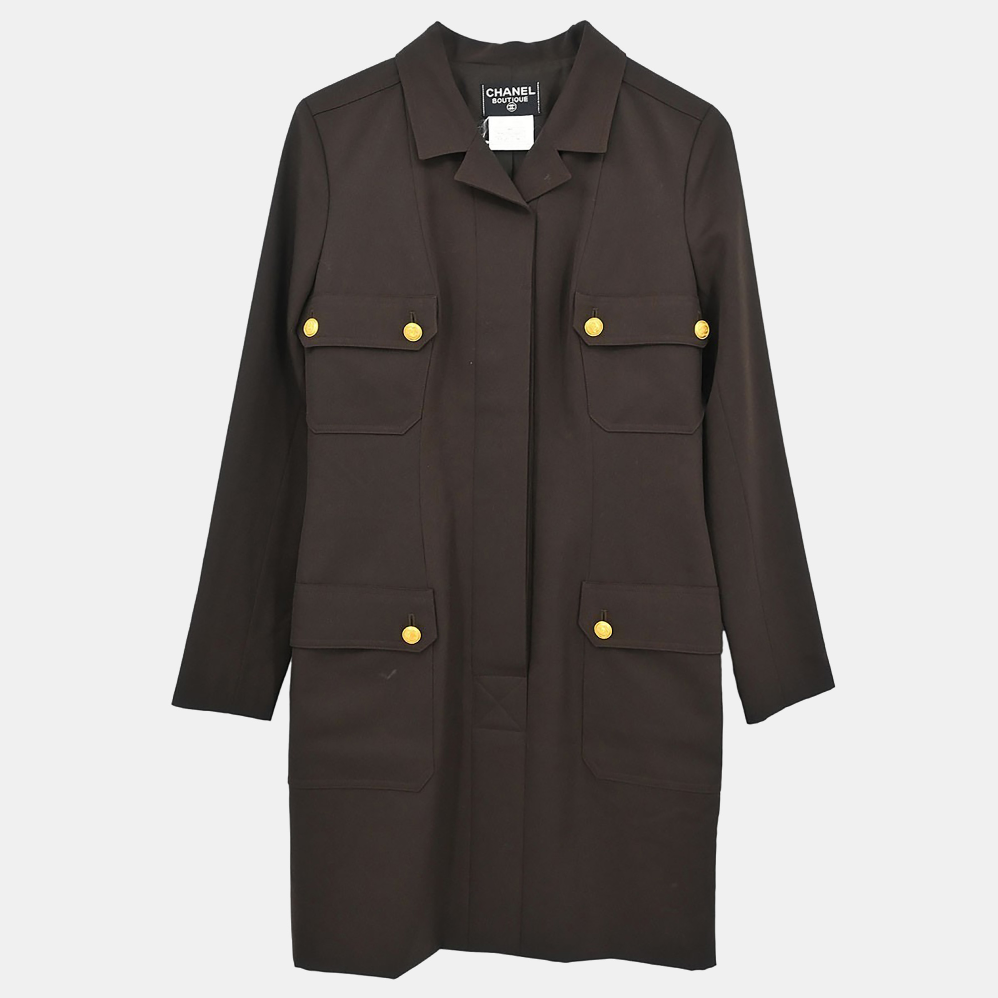 

Chanel Single Breasted Jacket Brown 96A Size M