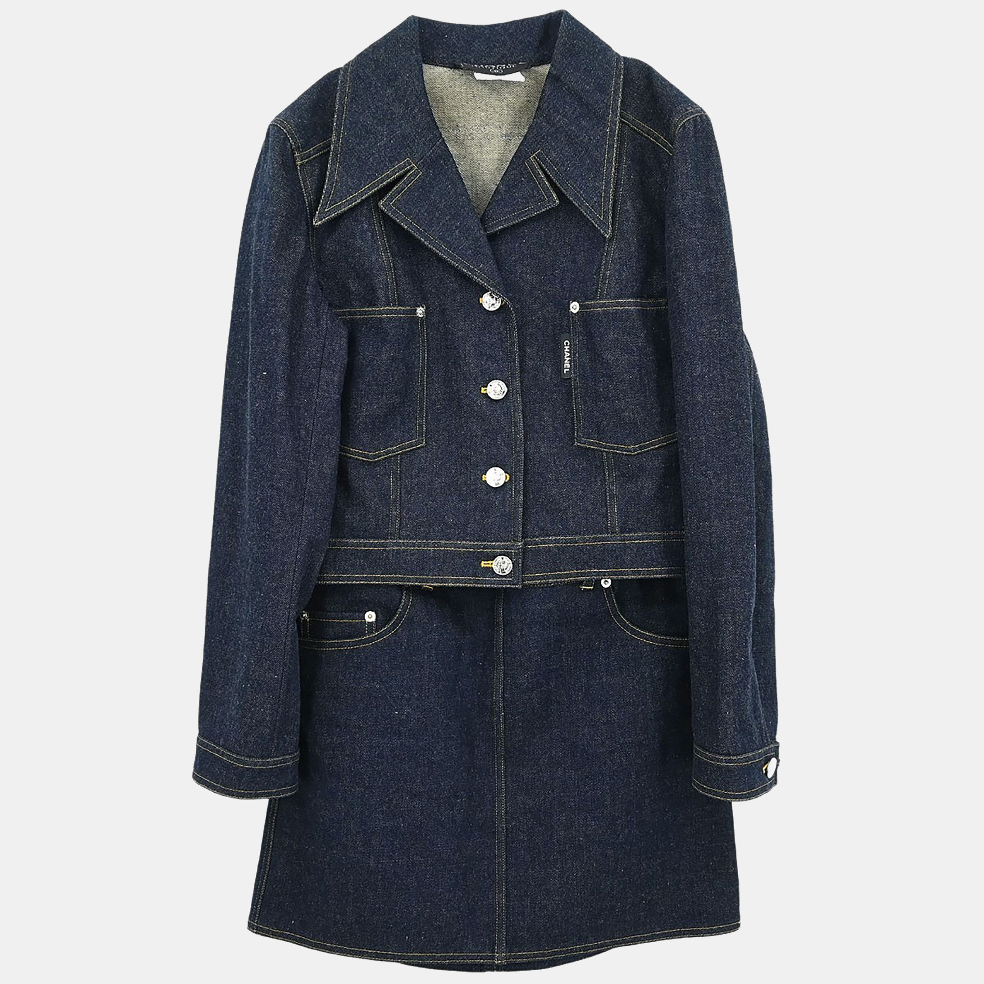 

Chanel Setup Suit Jacket Skirt Navy #40 #38, Blue