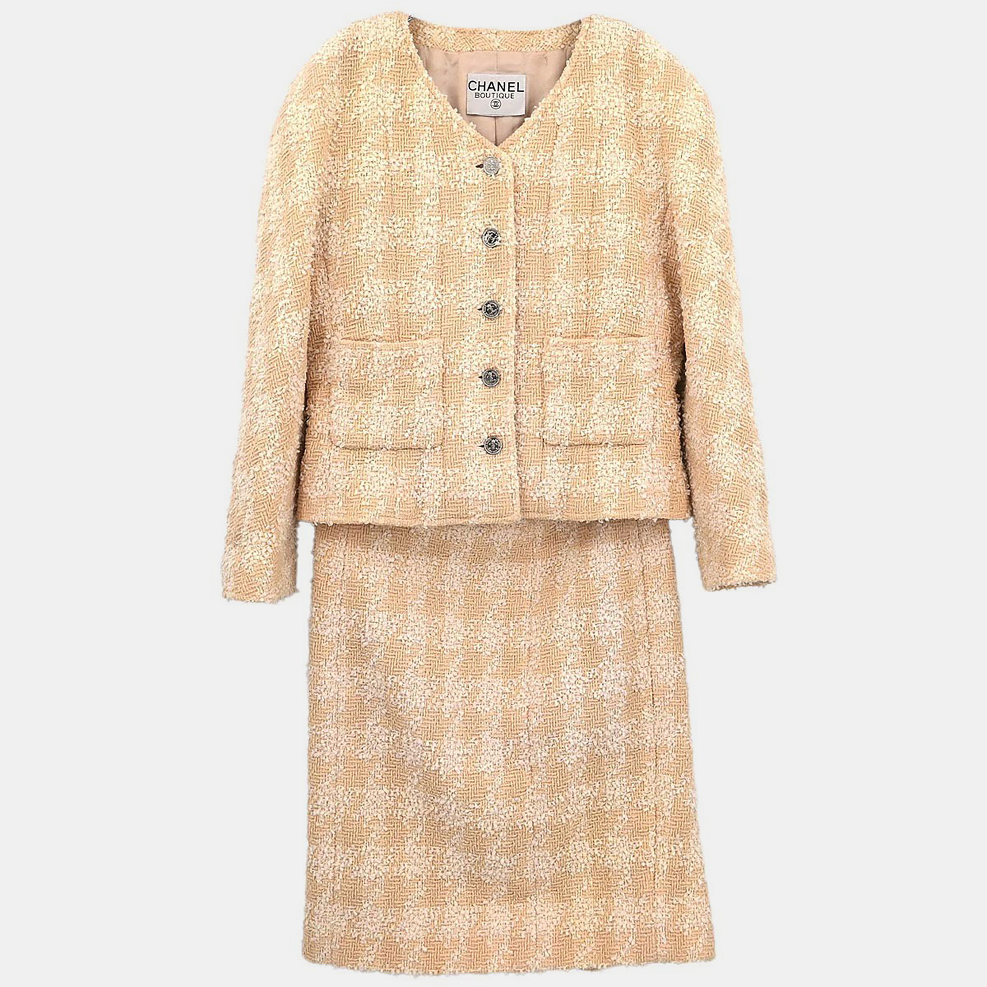 

Chanel Setup Suit Jacket Skirt Beige 96P #38