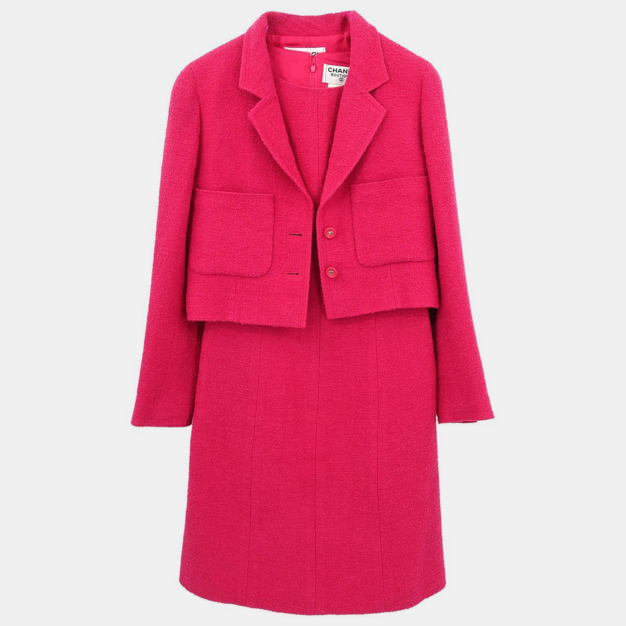 

Chanel Setup Suit Jacket Sleeveless Dress Pink #36