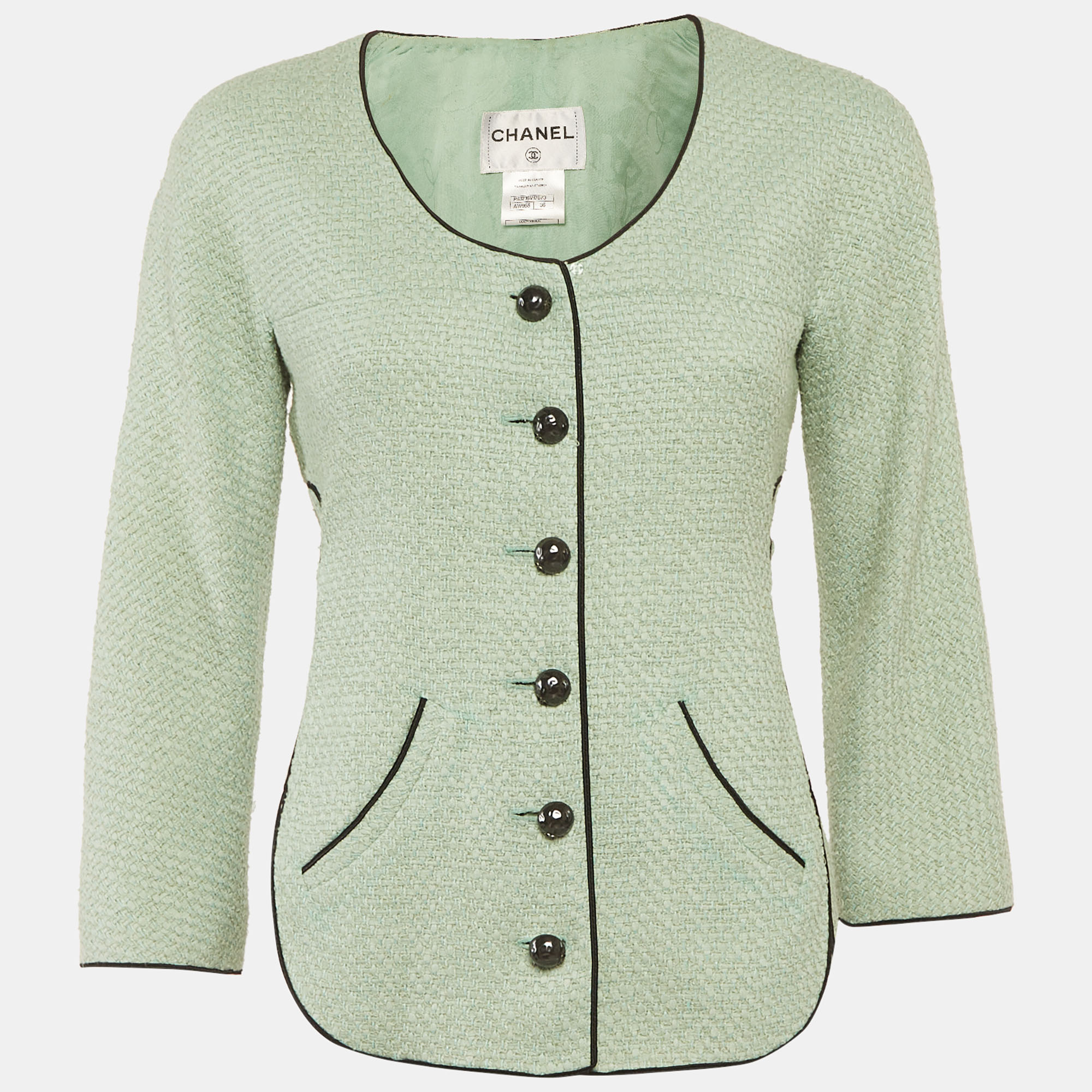 

Chanel Green Tweed Belted Jacket S