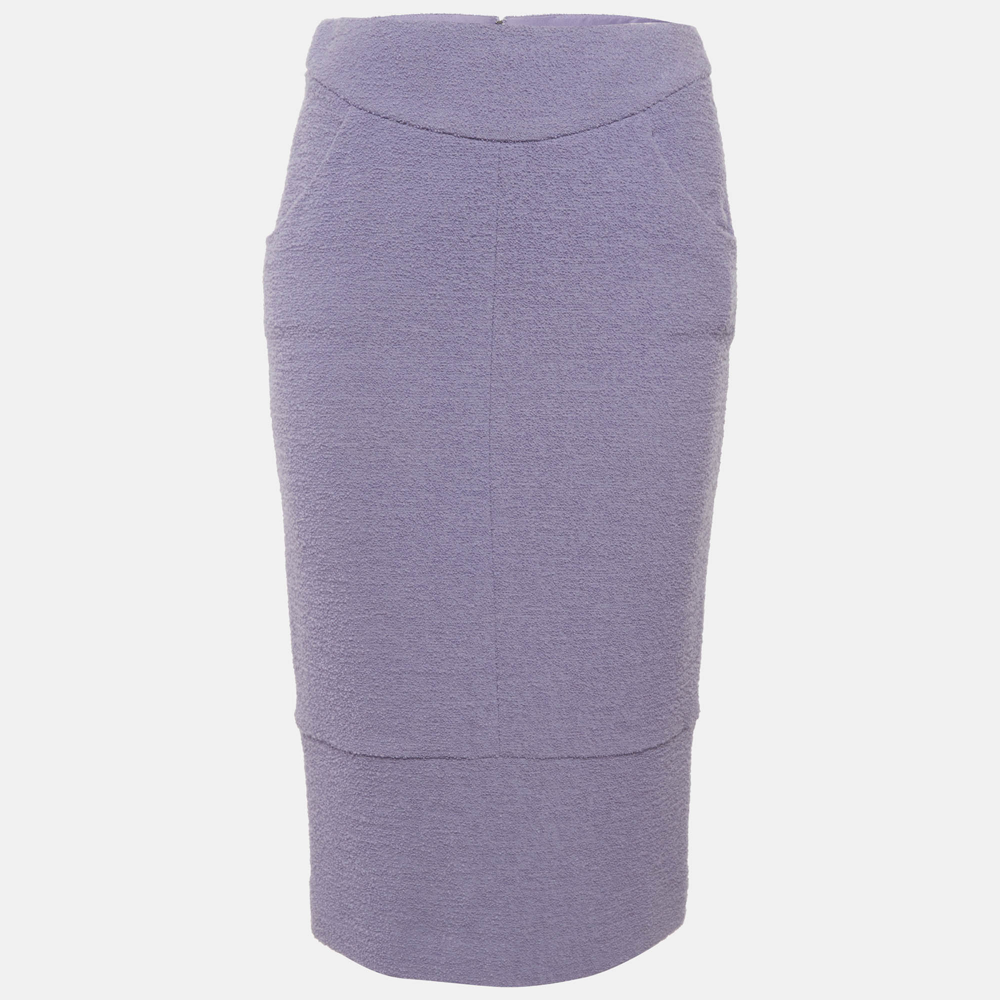 Pre-owned Chanel Purple Tweed Pencil Skirt M