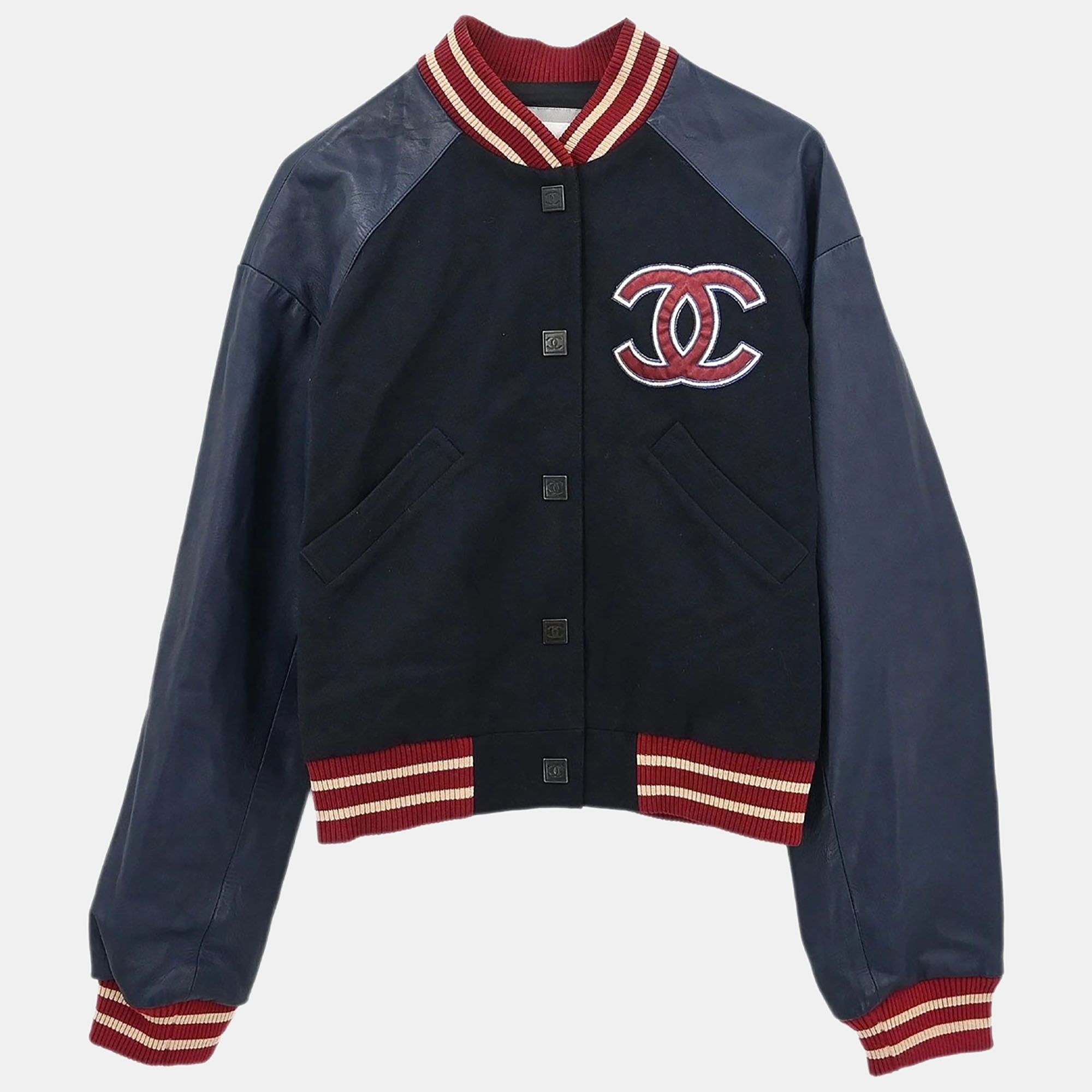 

Chanel Sport Line Spring Letterman Bomber Jacket Navy 04P #36, Navy blue