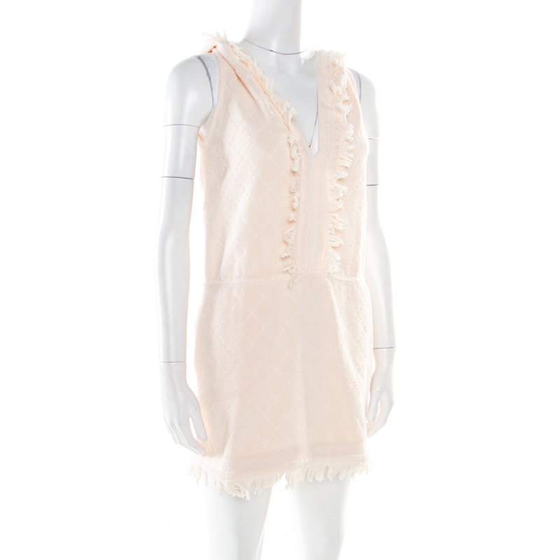

Chanel Pink Lemonade Cotton Quilt Patterned Terry Hooded Sleeveless Dress