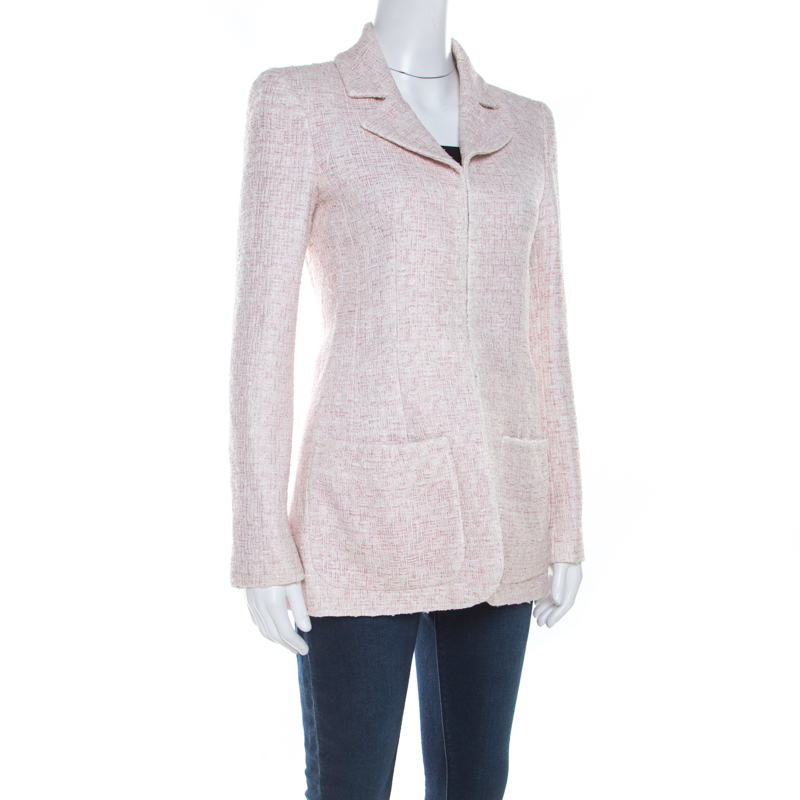 

Chanel Pale Pink Lurex Insert Tweed Long Coat