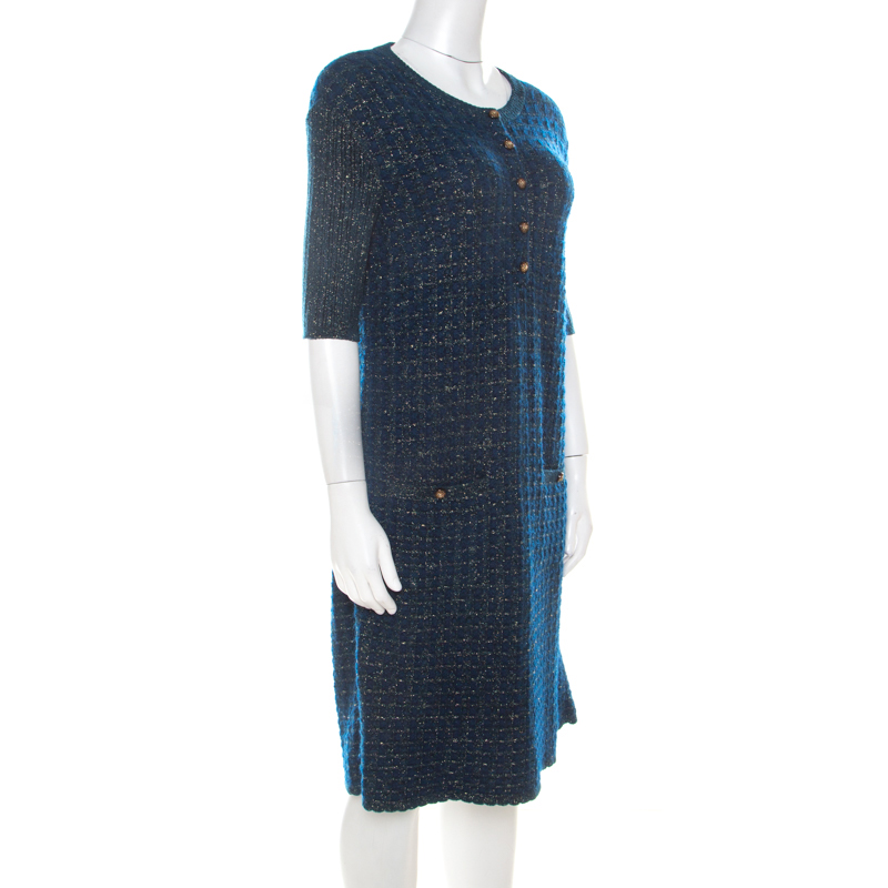 

Chanel Blue-Green Tweed Mohair Wool Short Dress