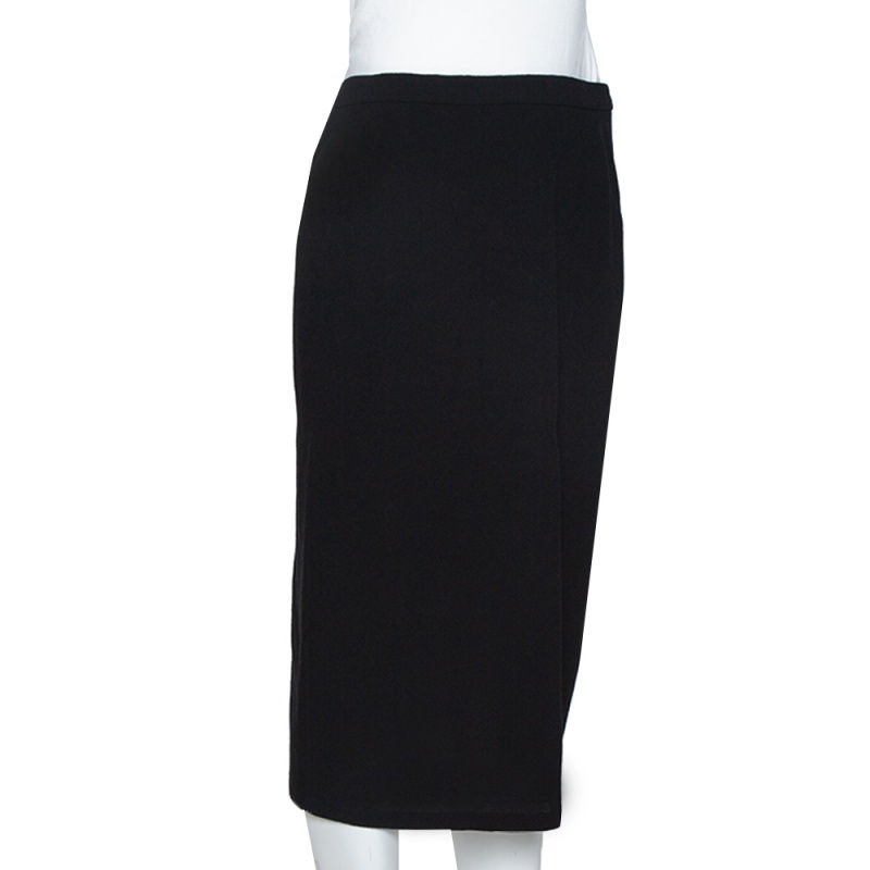 

Chanel Black Wool Wrap Overlay Skirt