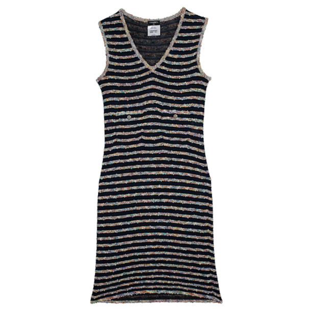 Chanel Stripe Tweed & Knit Dress S