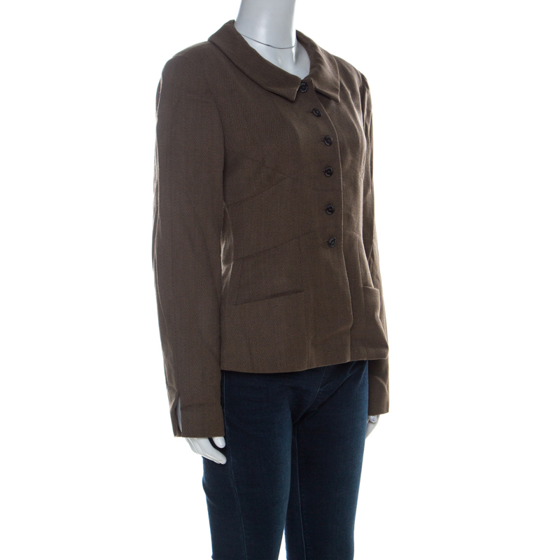 

Chanel Vintage Brown Wool Point Collar Jacket