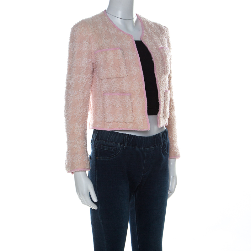 

Chanel Vintage Pink Boucle Tweed Cropped Jacket